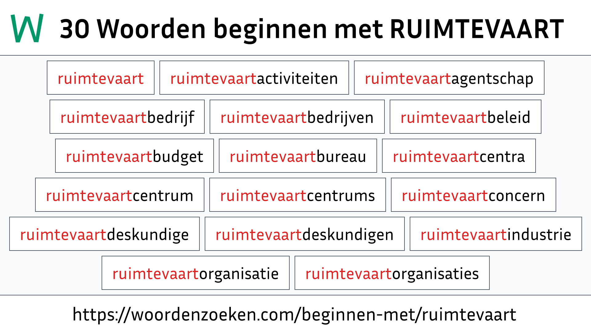 Woorden beginnen met RUIMTEVAART