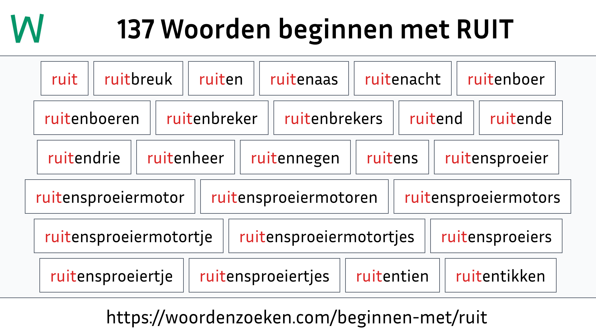 Woorden beginnen met RUIT