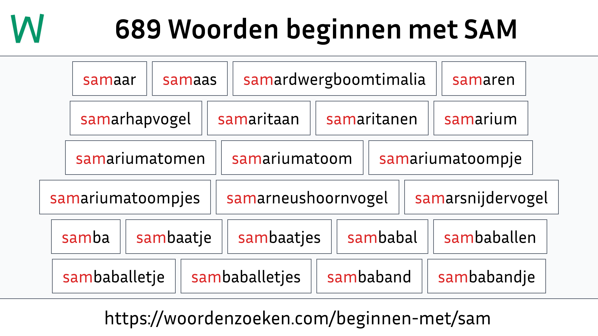 Woorden beginnen met SAM