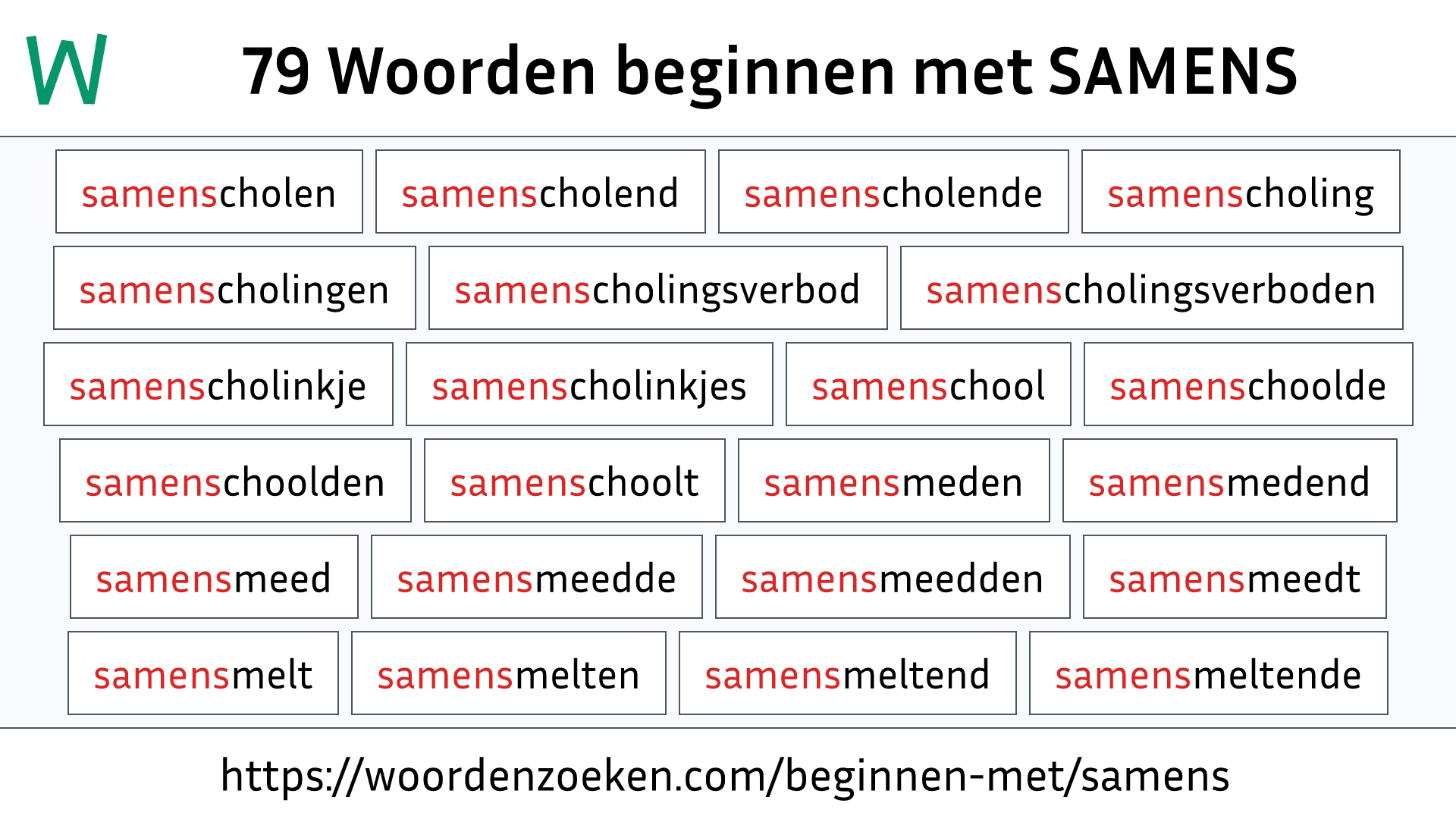 Woorden beginnen met SAMENS