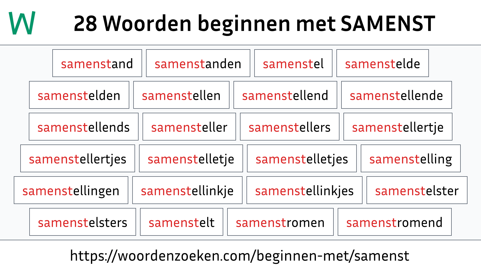 Woorden beginnen met SAMENST