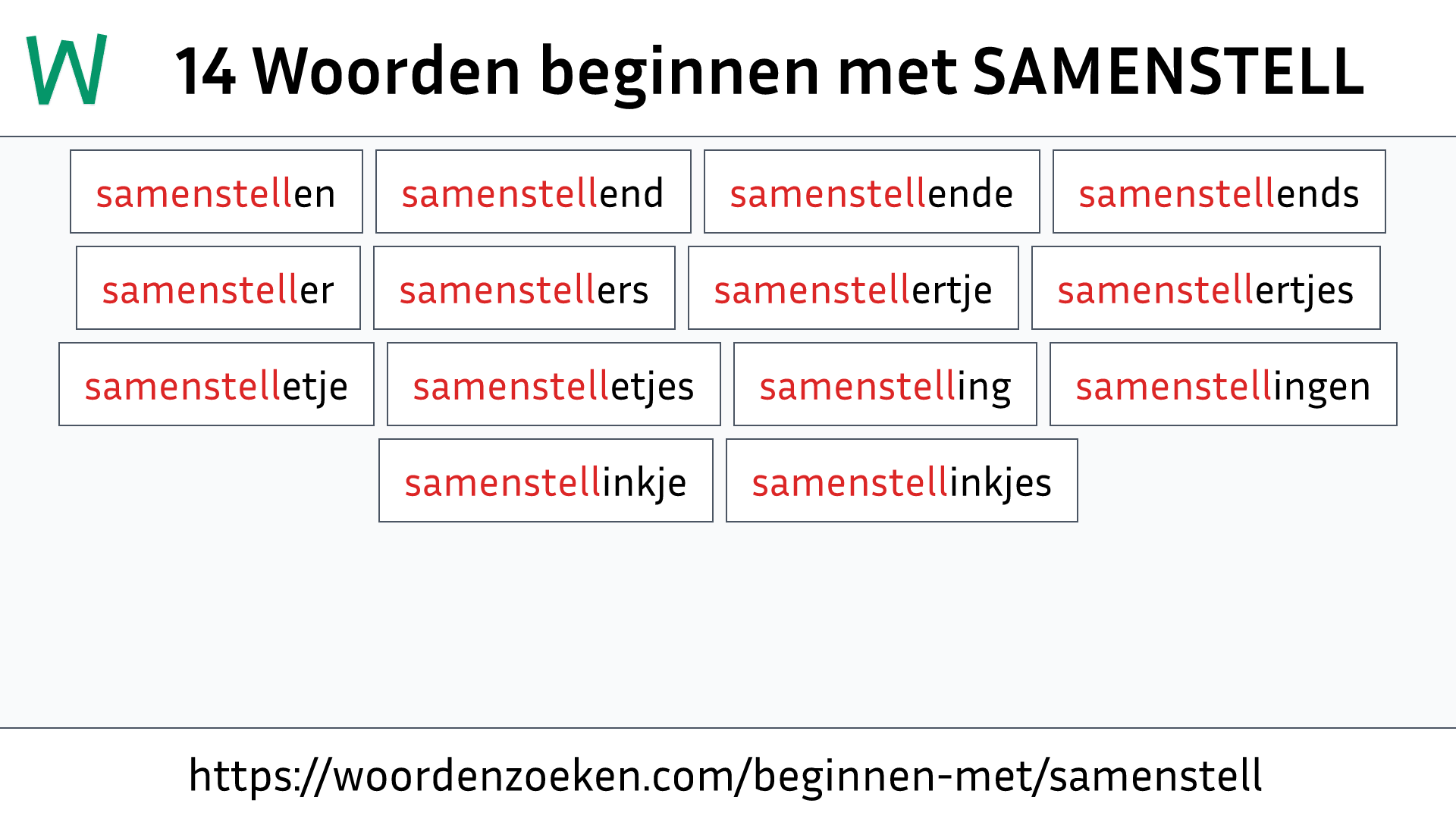 Woorden beginnen met SAMENSTELL