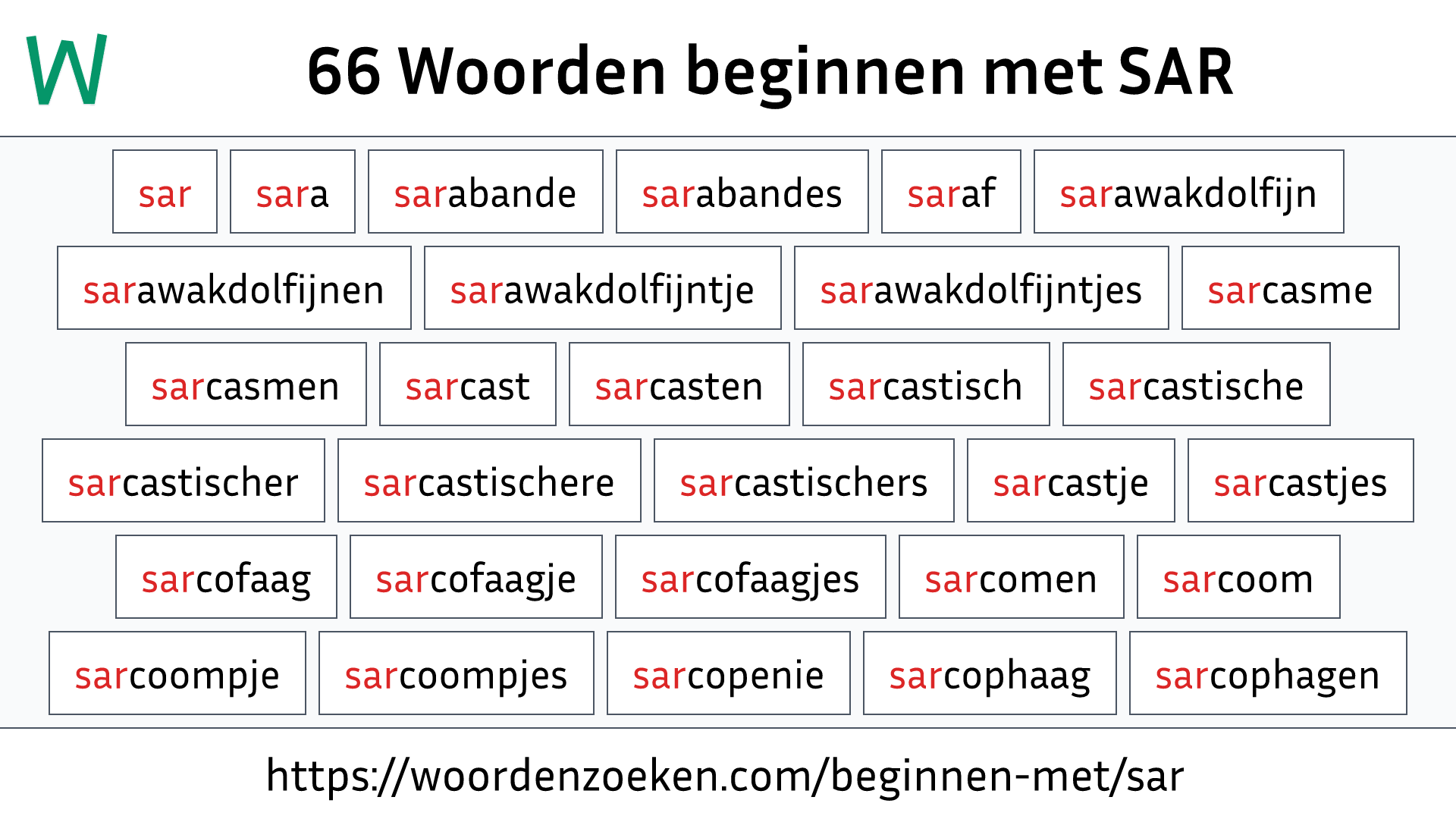 Woorden beginnen met SAR