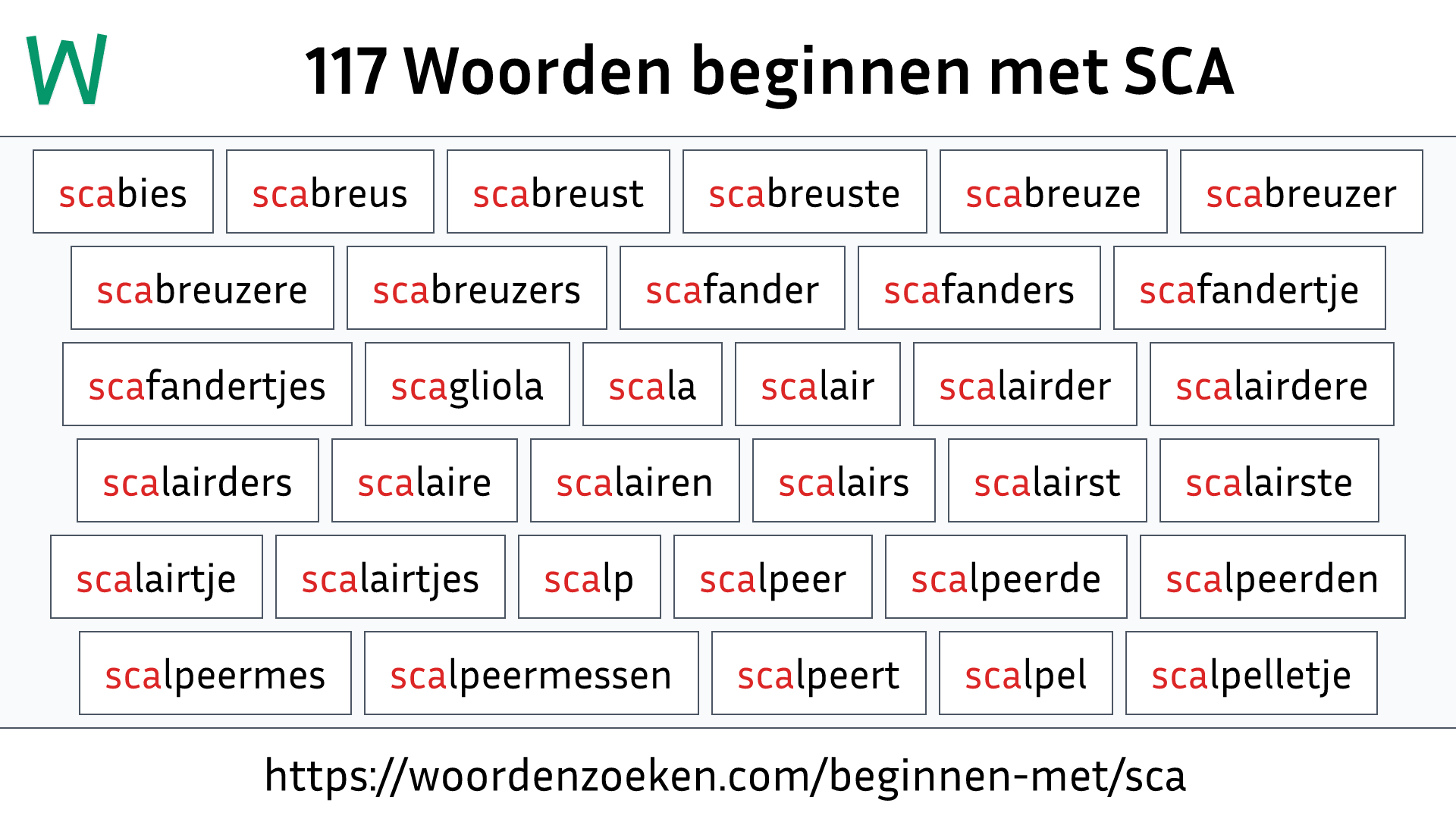 Woorden beginnen met SCA