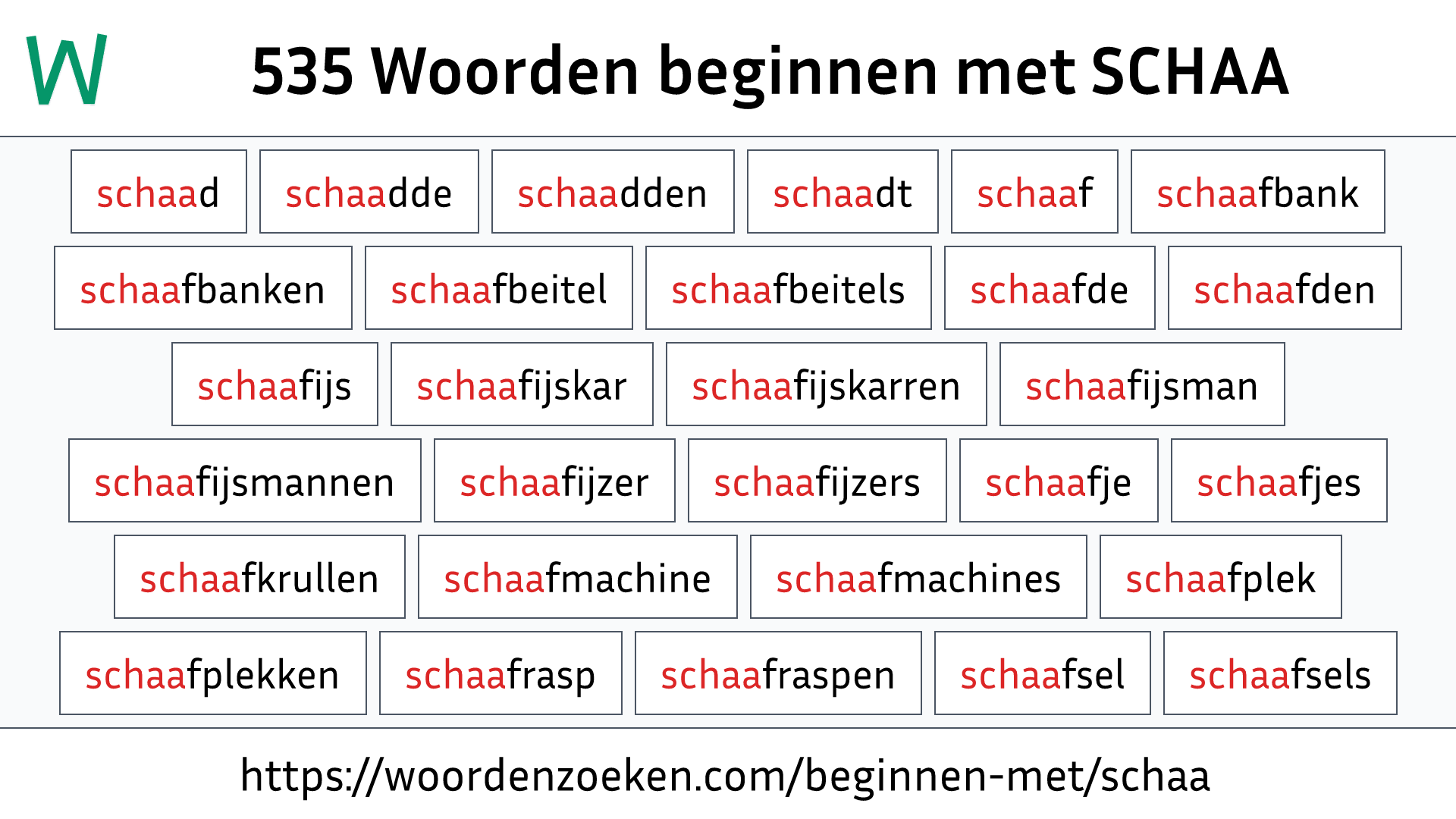 Woorden beginnen met SCHAA