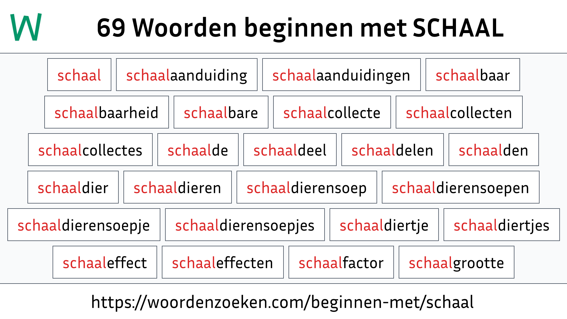 Woorden beginnen met SCHAAL