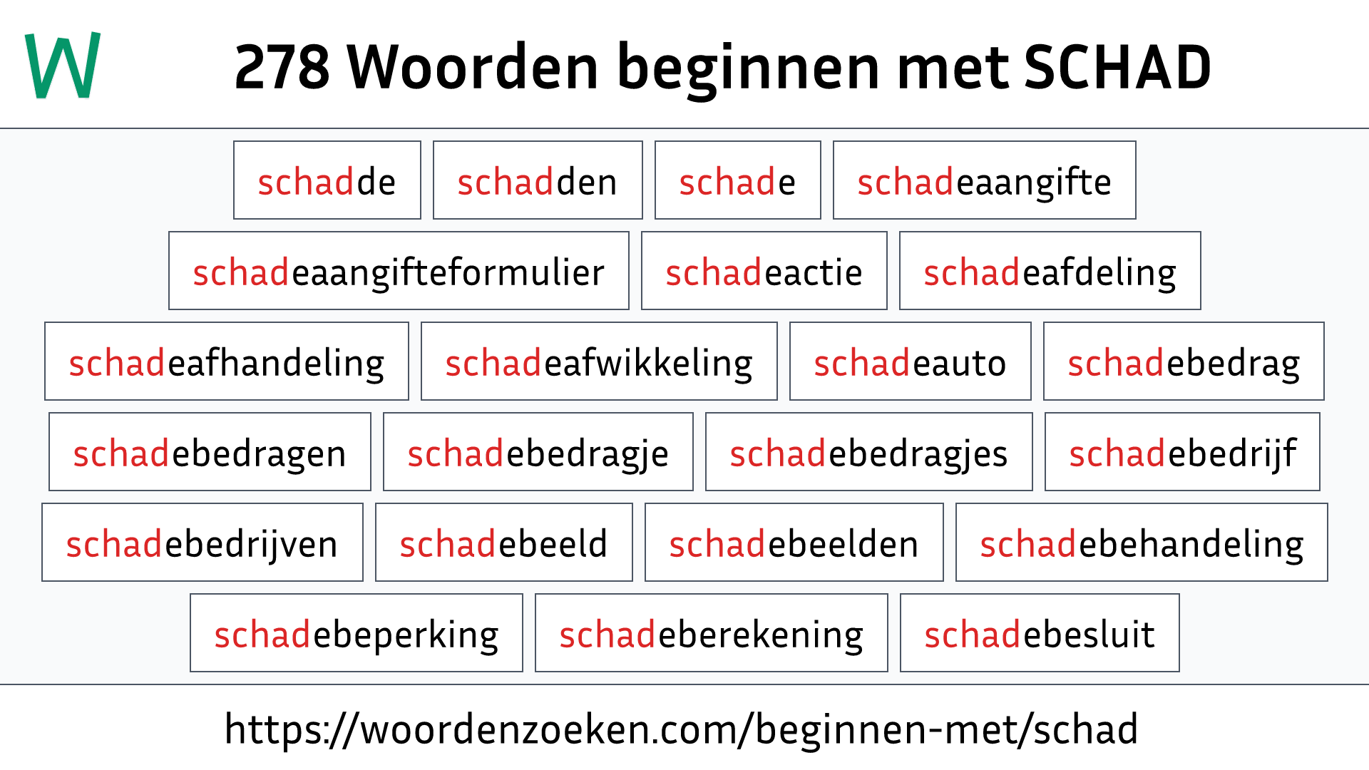 Woorden beginnen met SCHAD