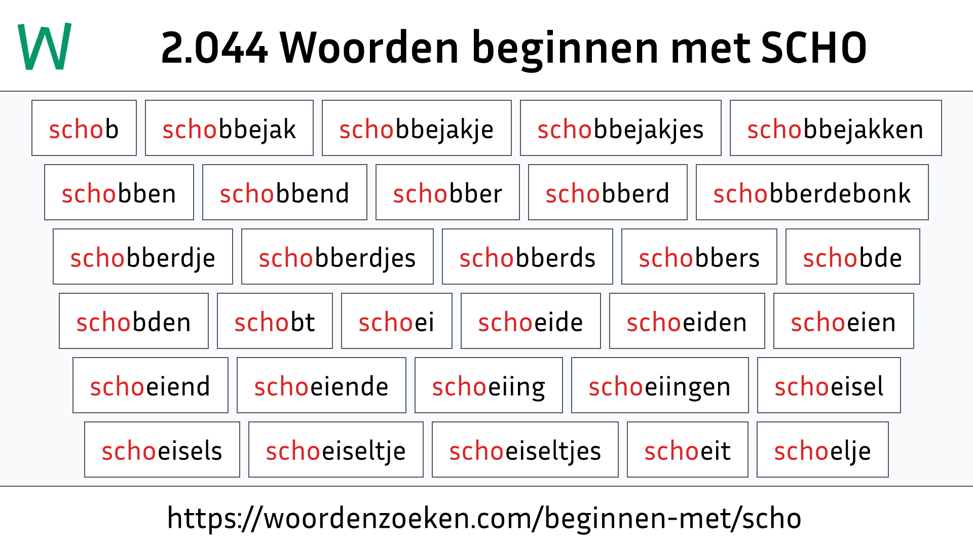 Woorden beginnen met SCHO