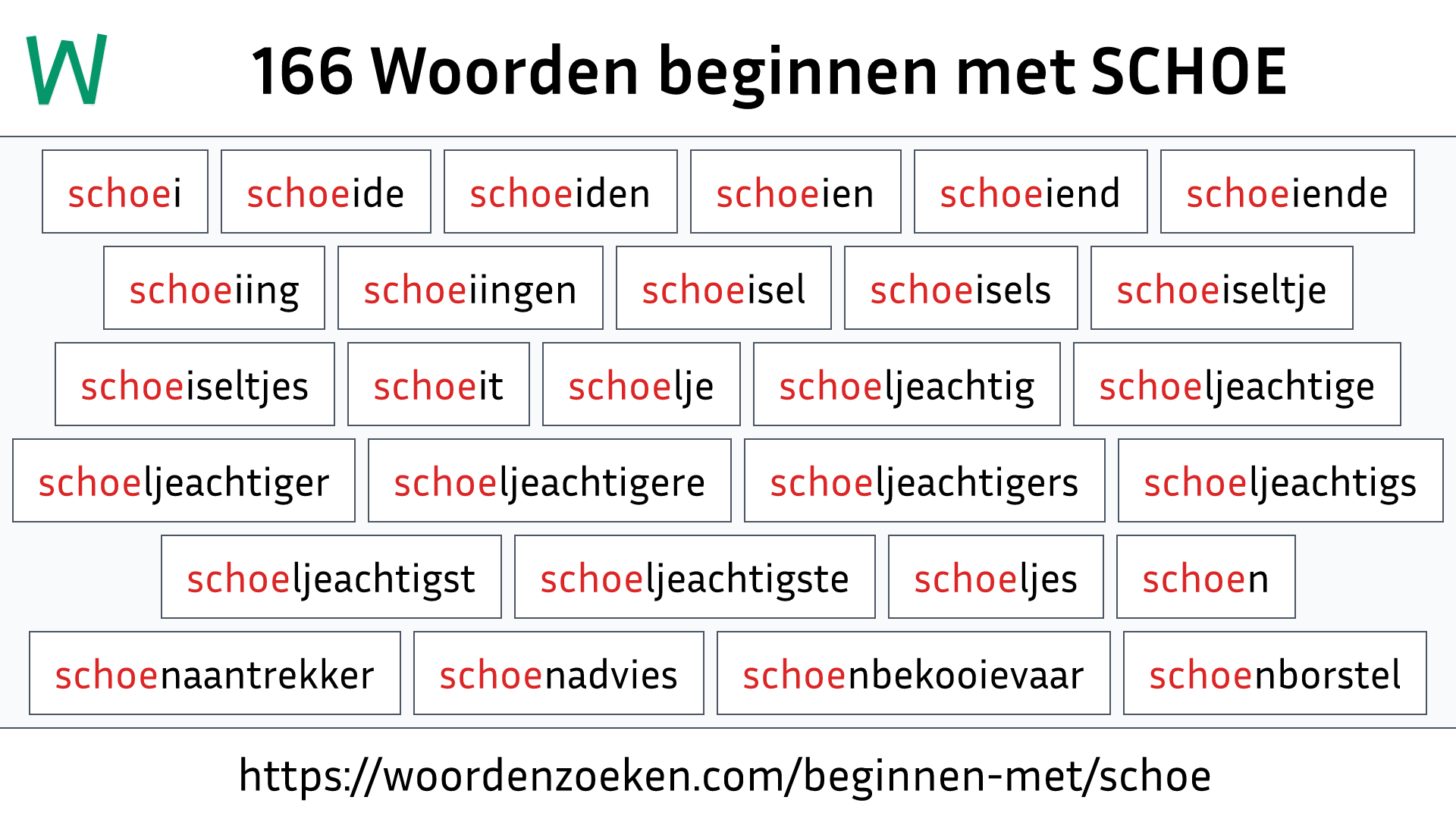 Woorden beginnen met SCHOE