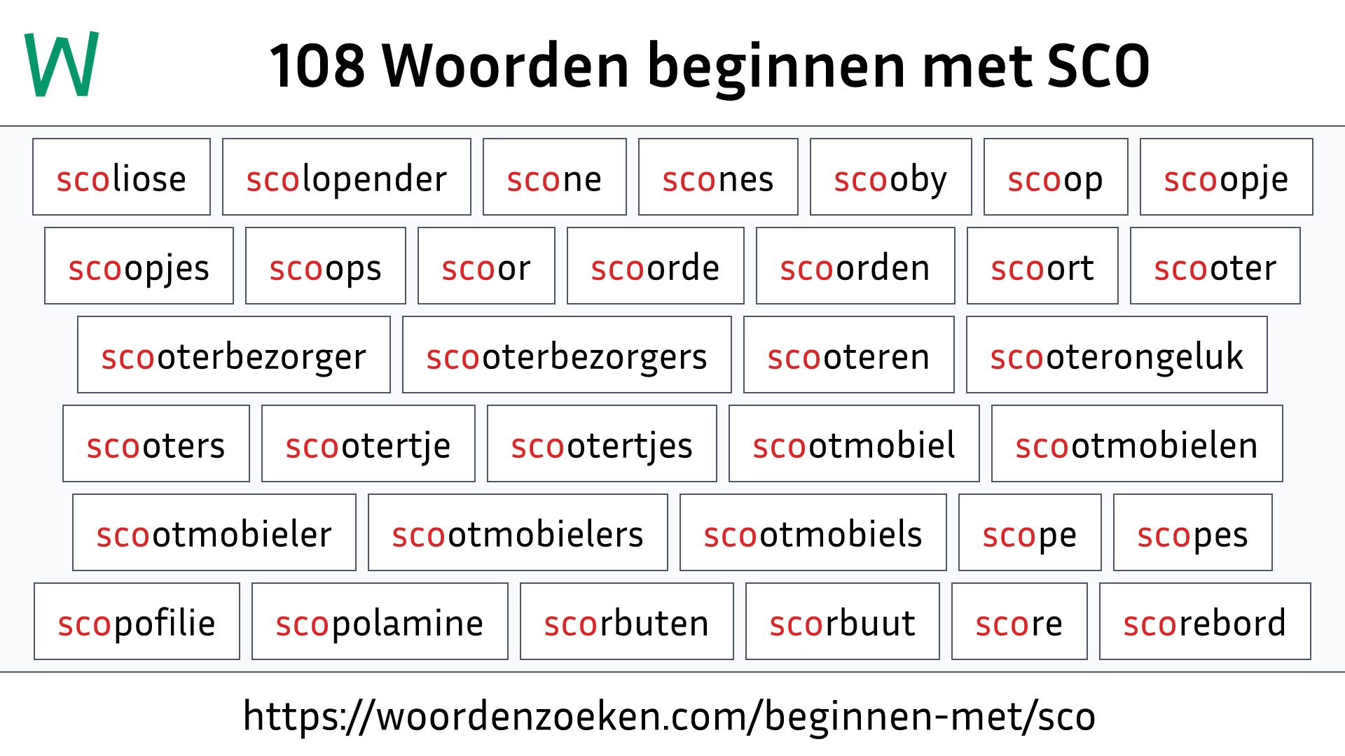 Woorden beginnen met SCO