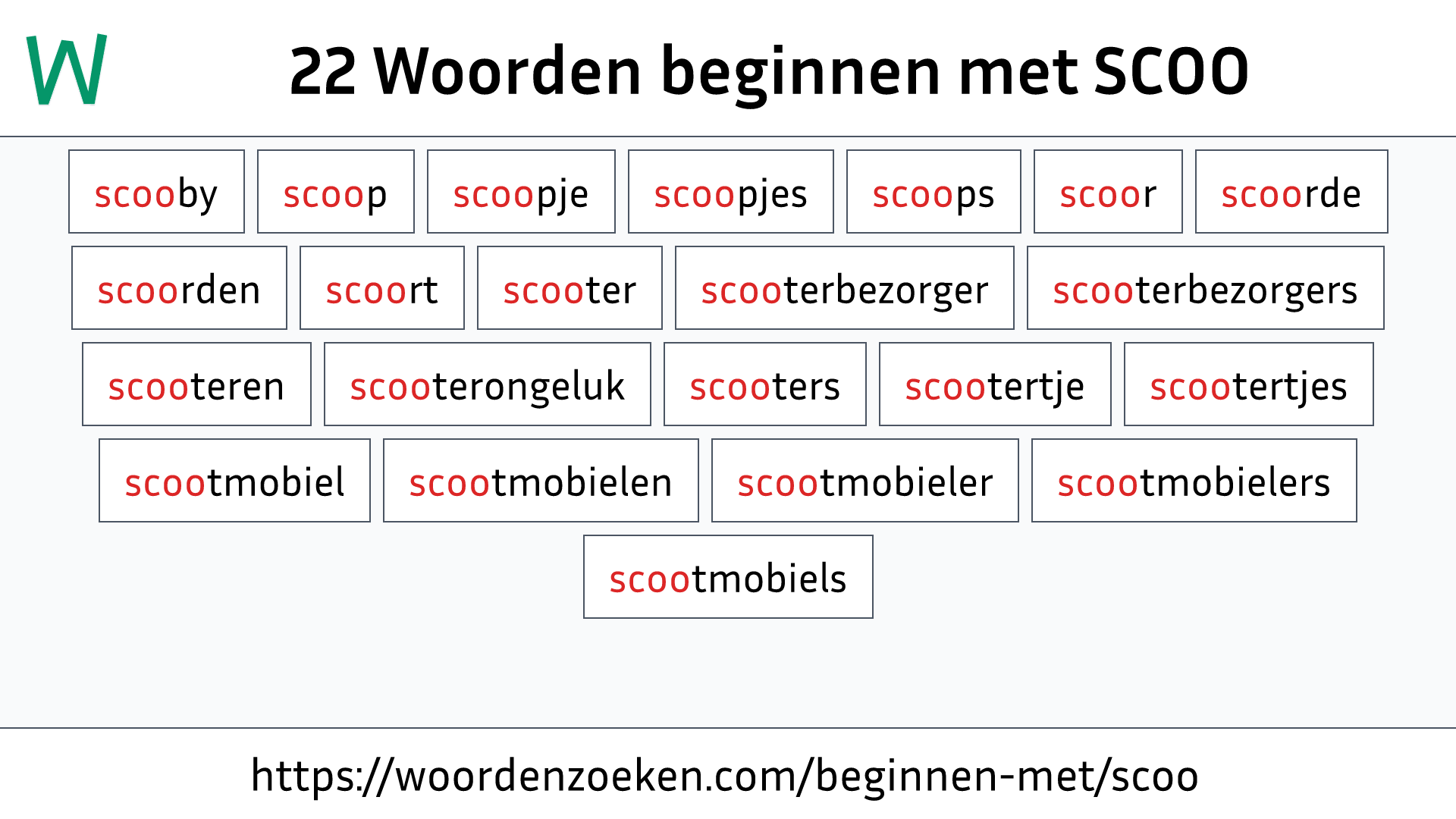 Woorden beginnen met SCOO