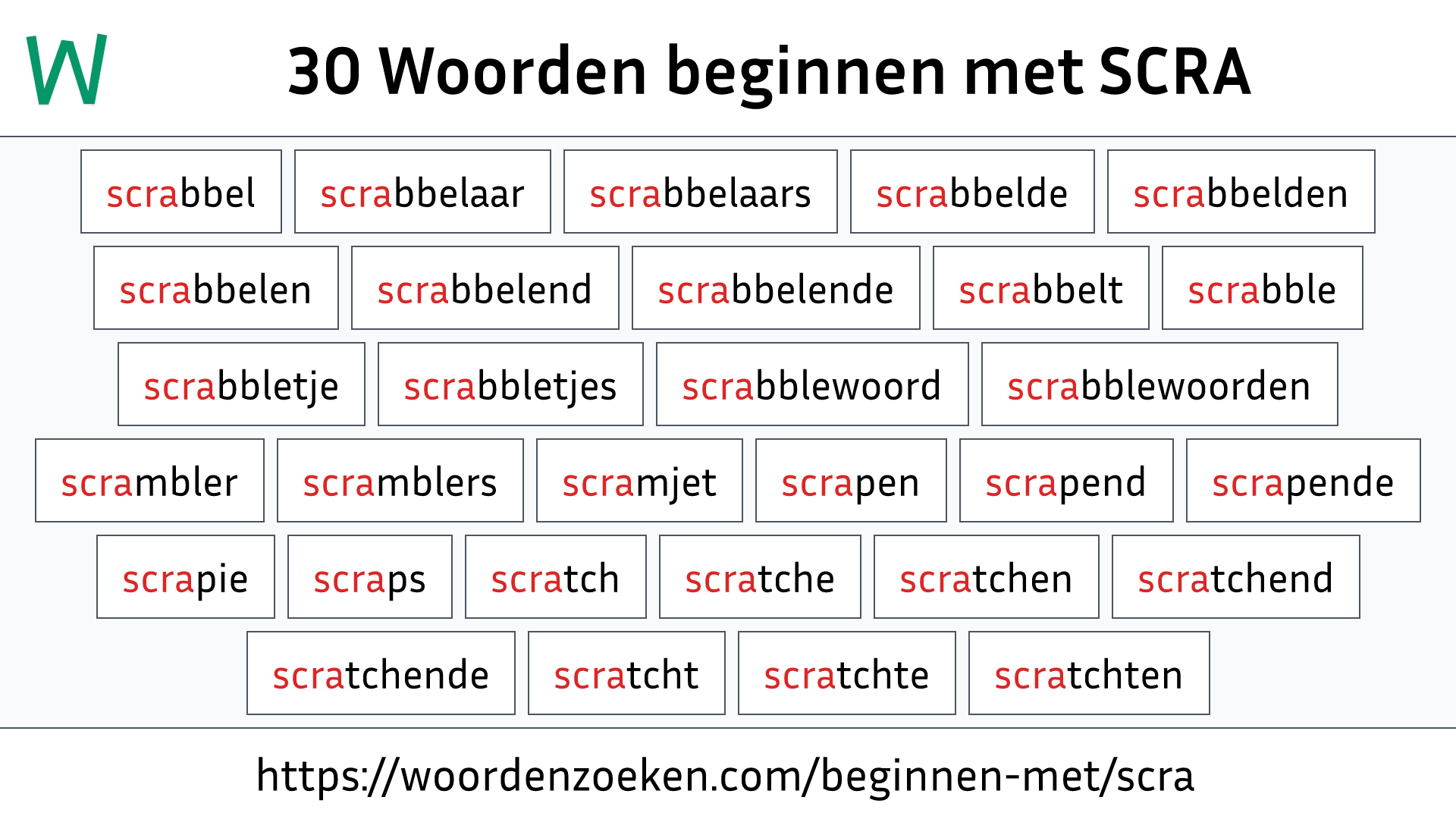 Woorden beginnen met SCRA