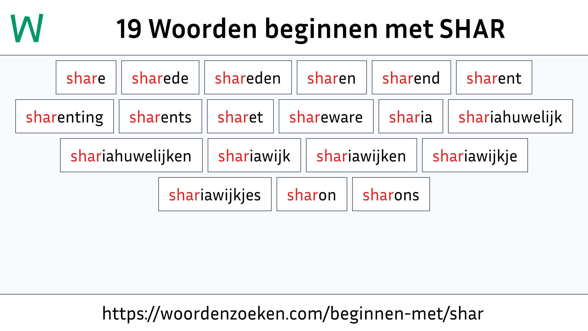 Woorden beginnen met SHAR