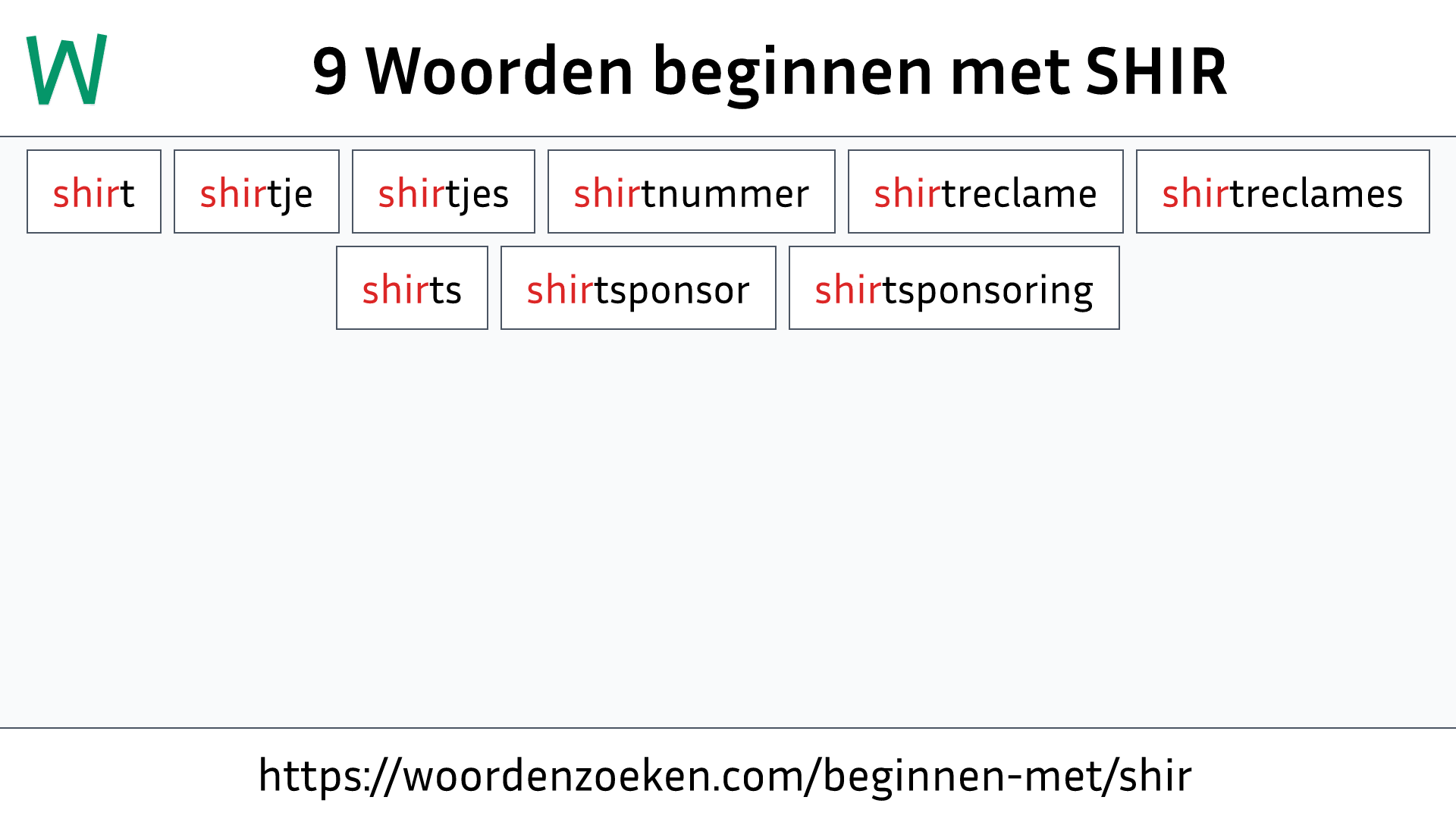 Woorden beginnen met SHIR