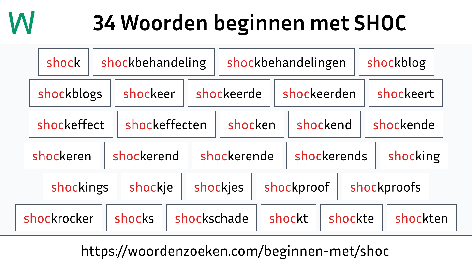 Woorden beginnen met SHOC