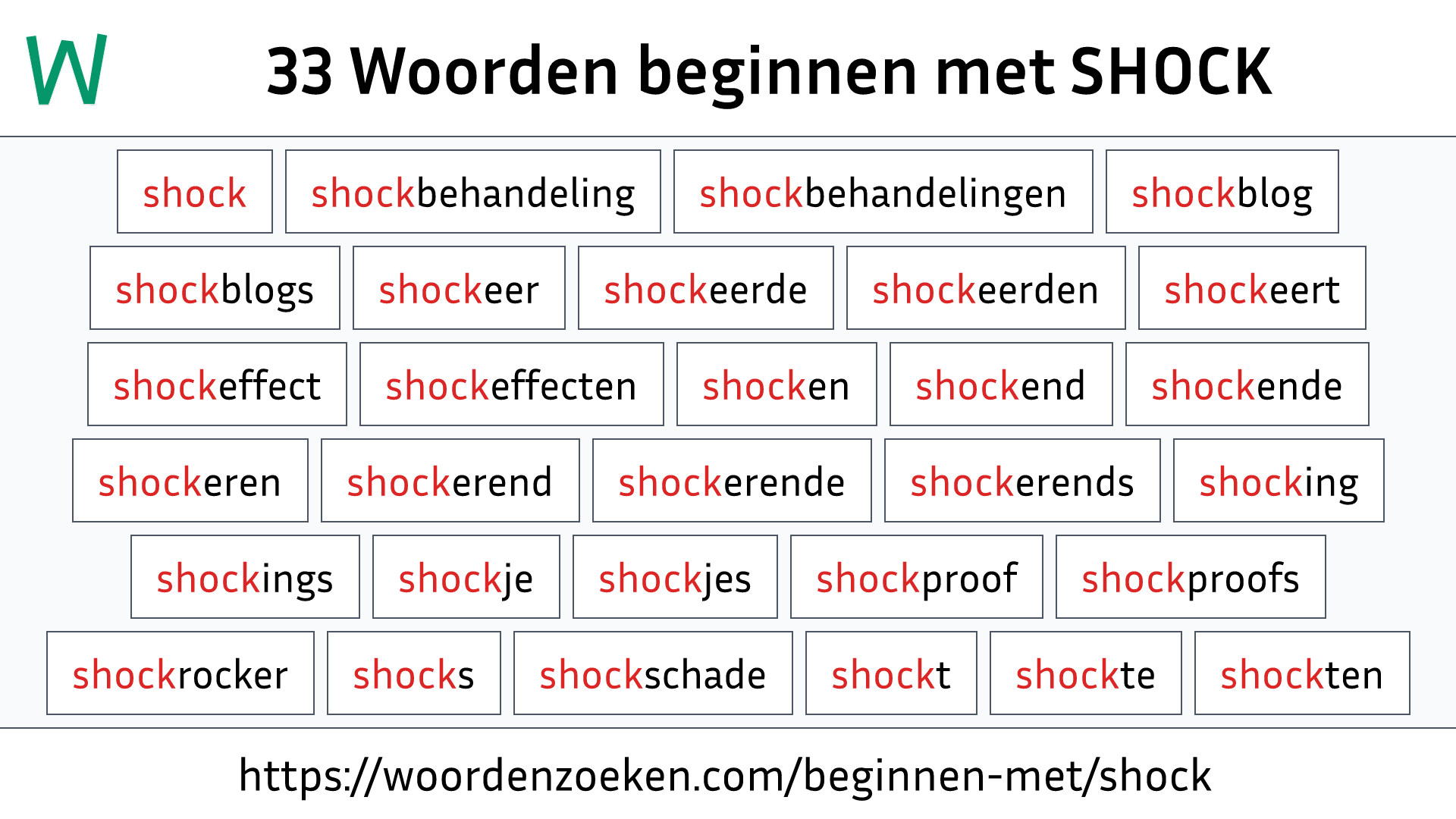 Woorden beginnen met SHOCK