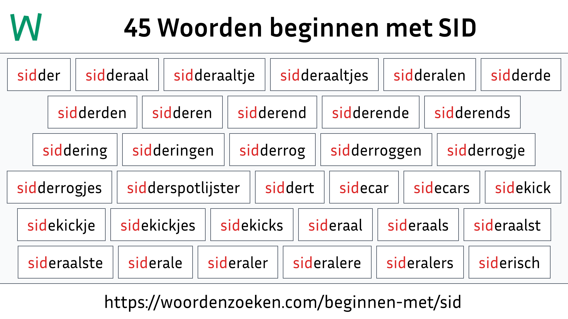 Woorden beginnen met SID