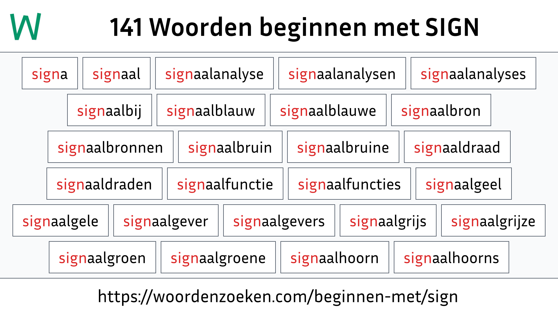 Woorden beginnen met SIGN