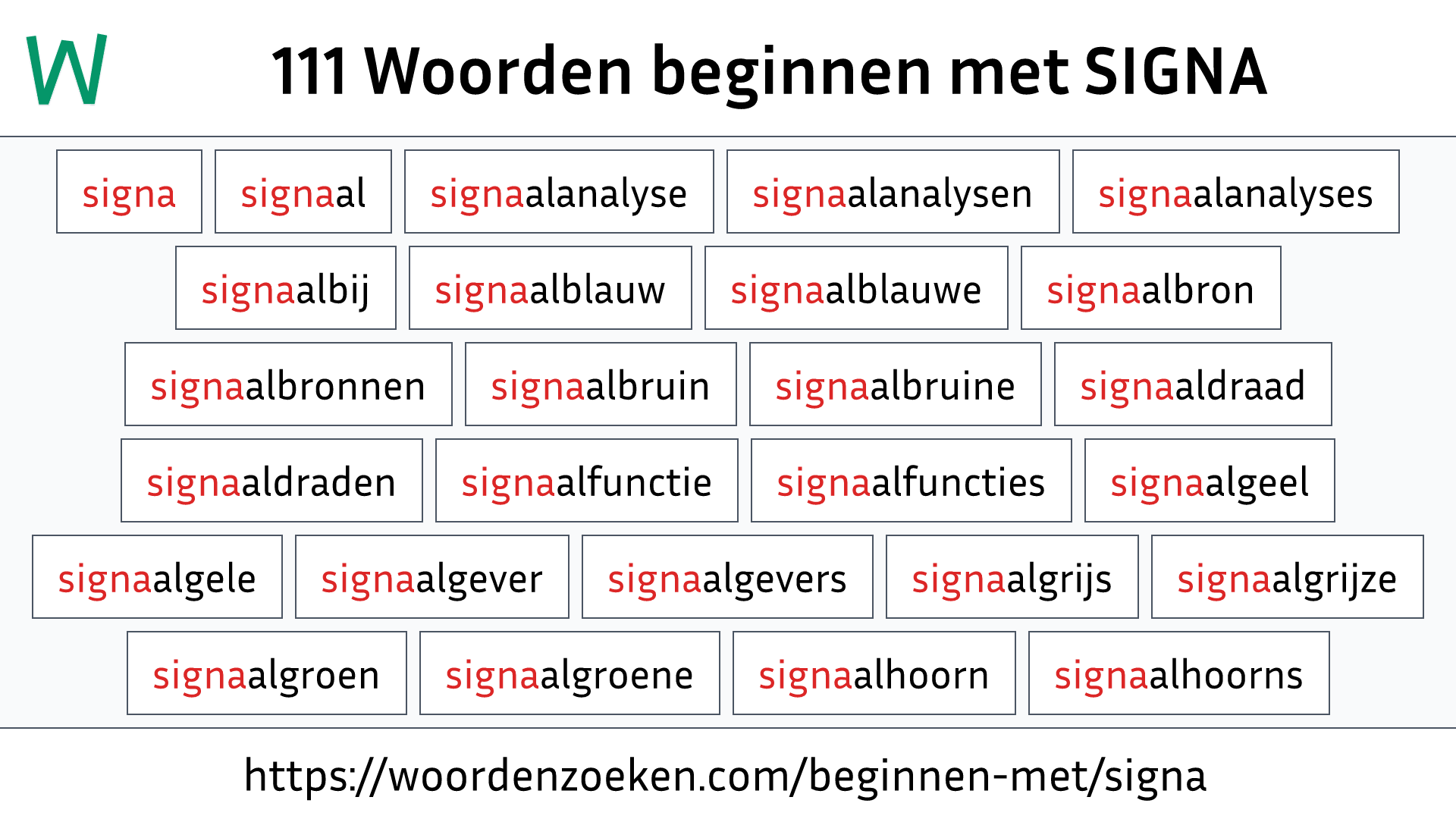 Woorden beginnen met SIGNA