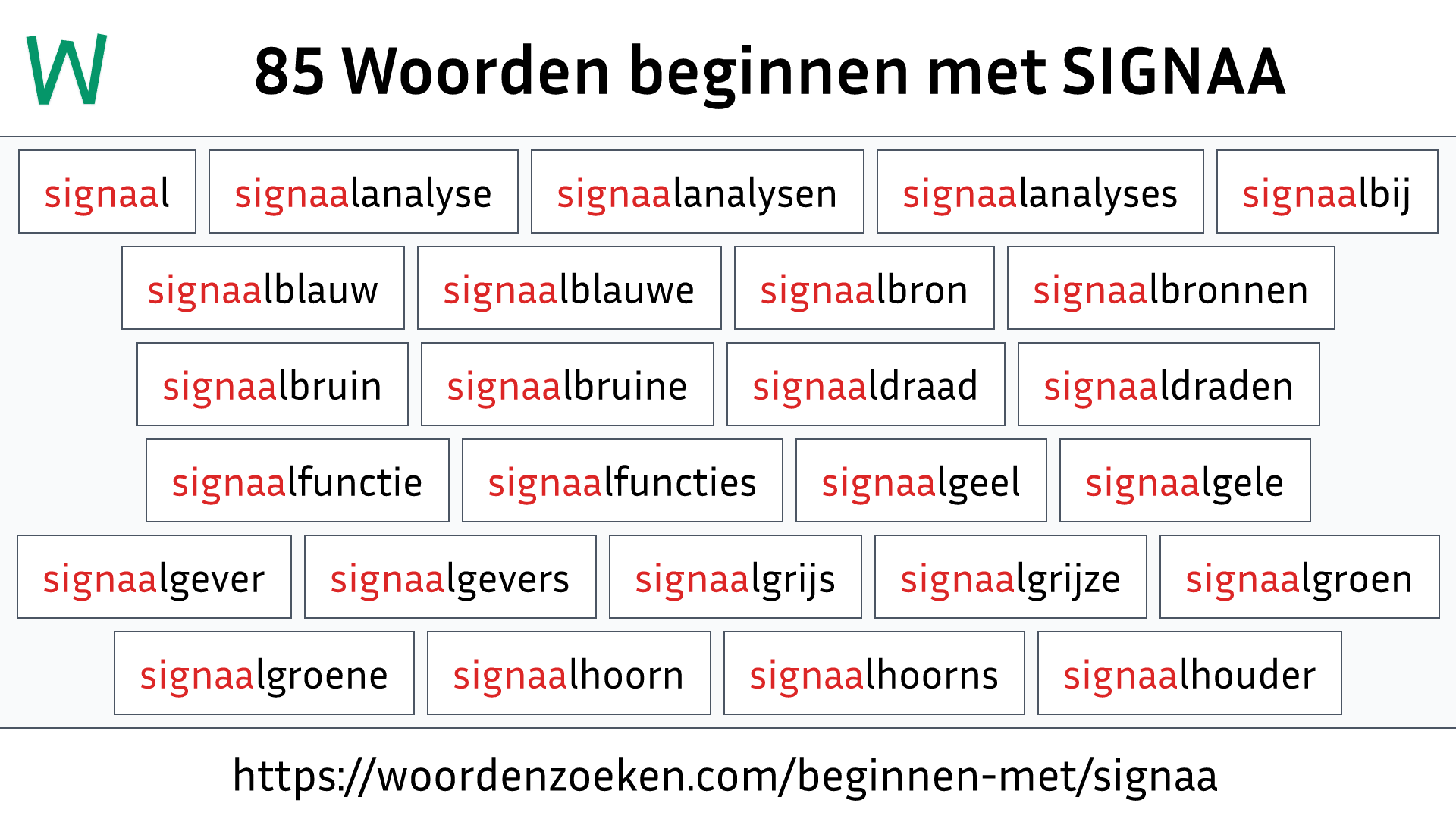 Woorden beginnen met SIGNAA