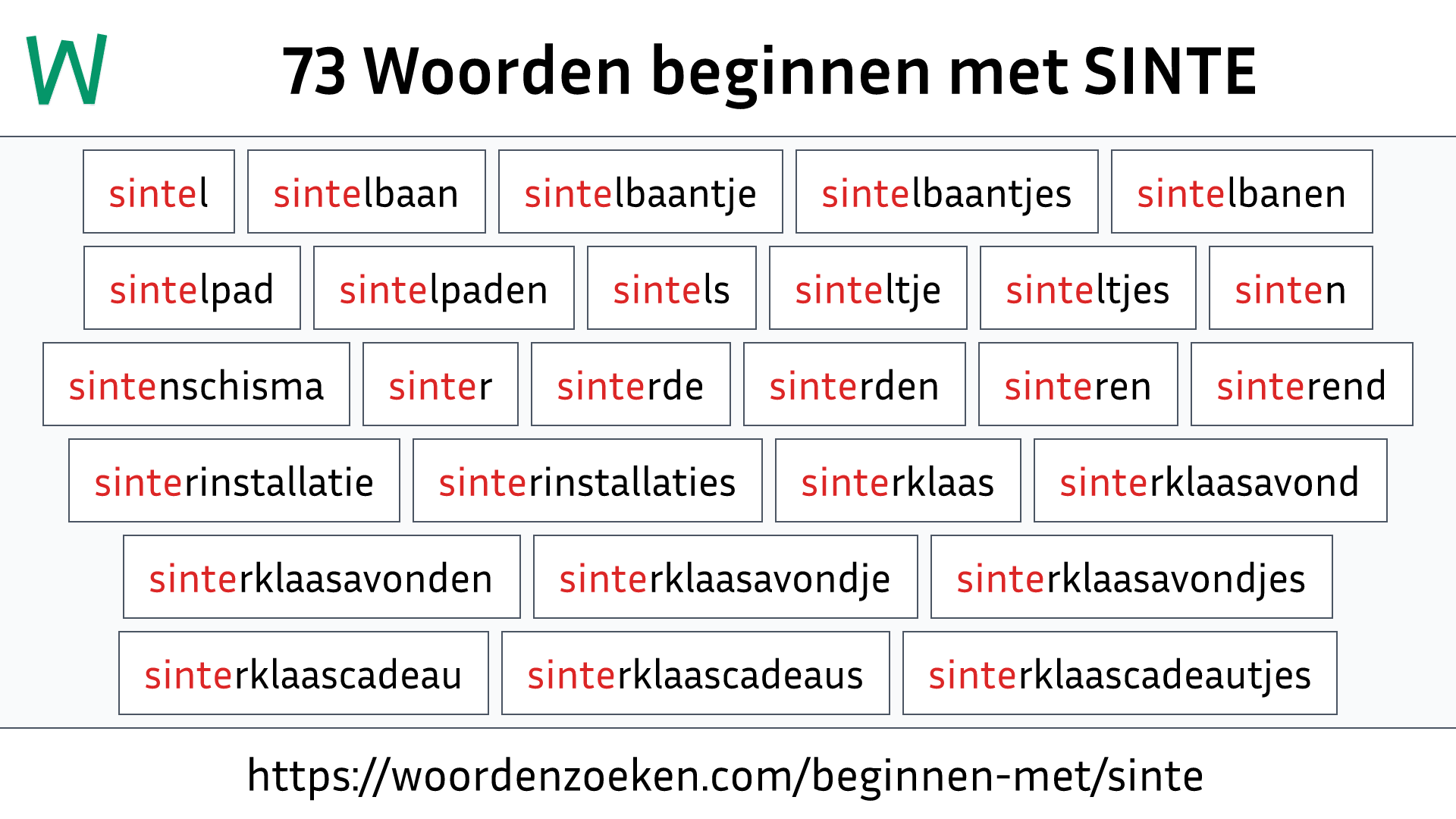 Woorden beginnen met SINTE