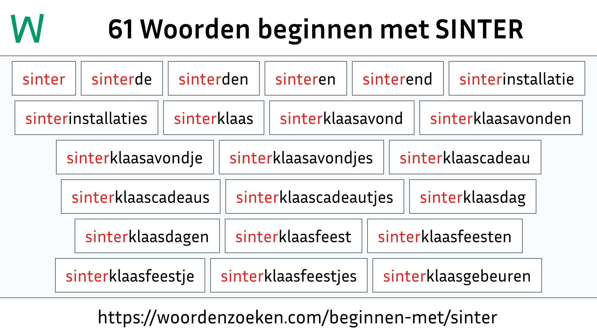 Woorden beginnen met SINTER