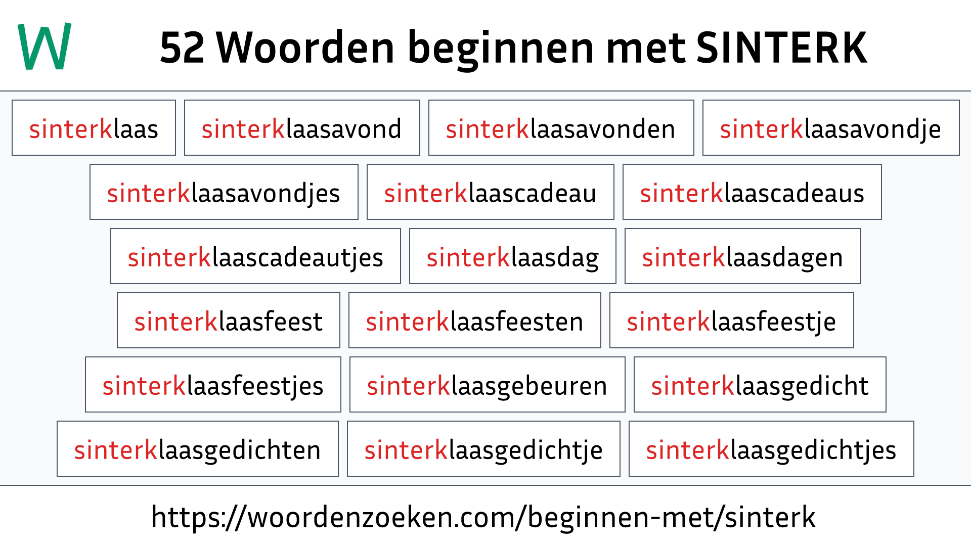 Woorden beginnen met SINTERK