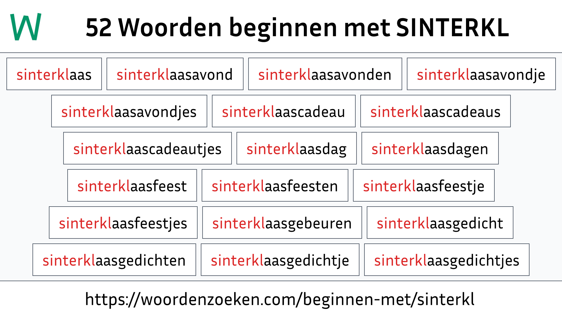 Woorden beginnen met SINTERKL
