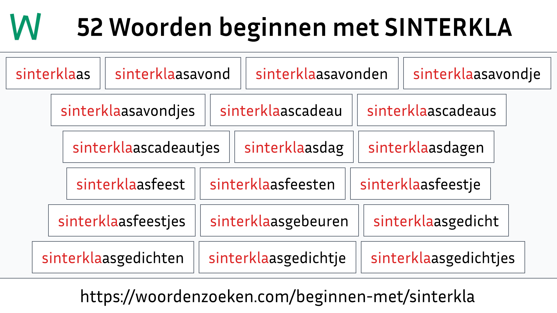 Woorden beginnen met SINTERKLA