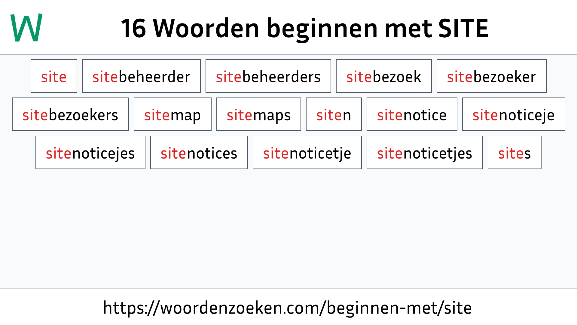 Woorden beginnen met SITE