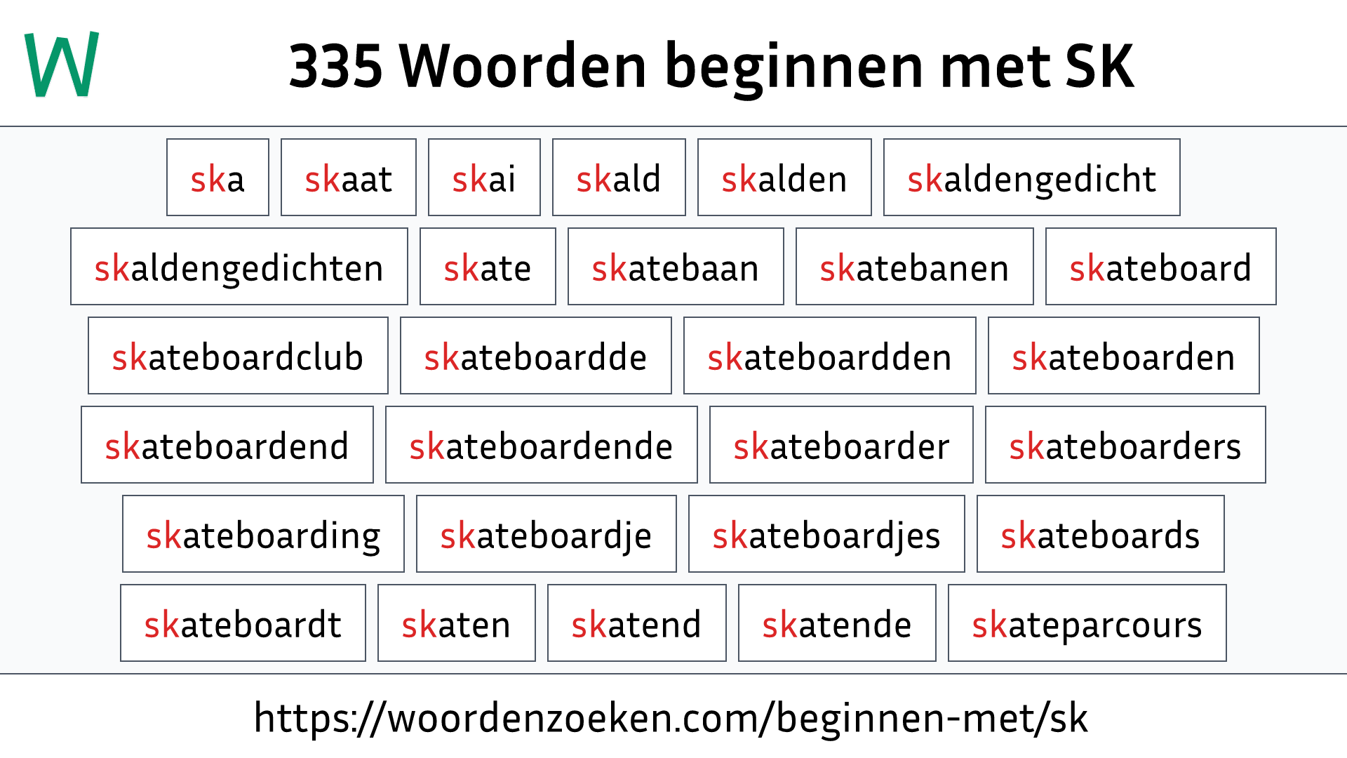 Woorden beginnen met SK