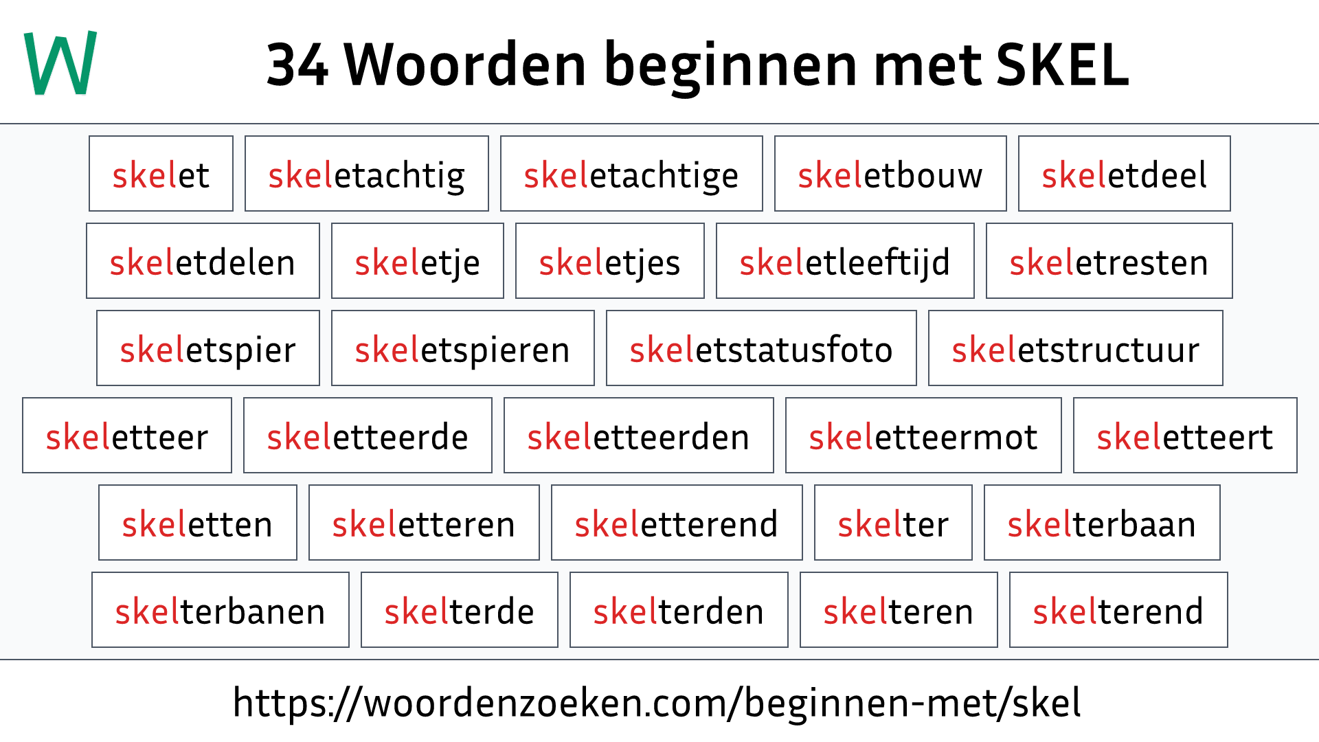 Woorden beginnen met SKEL