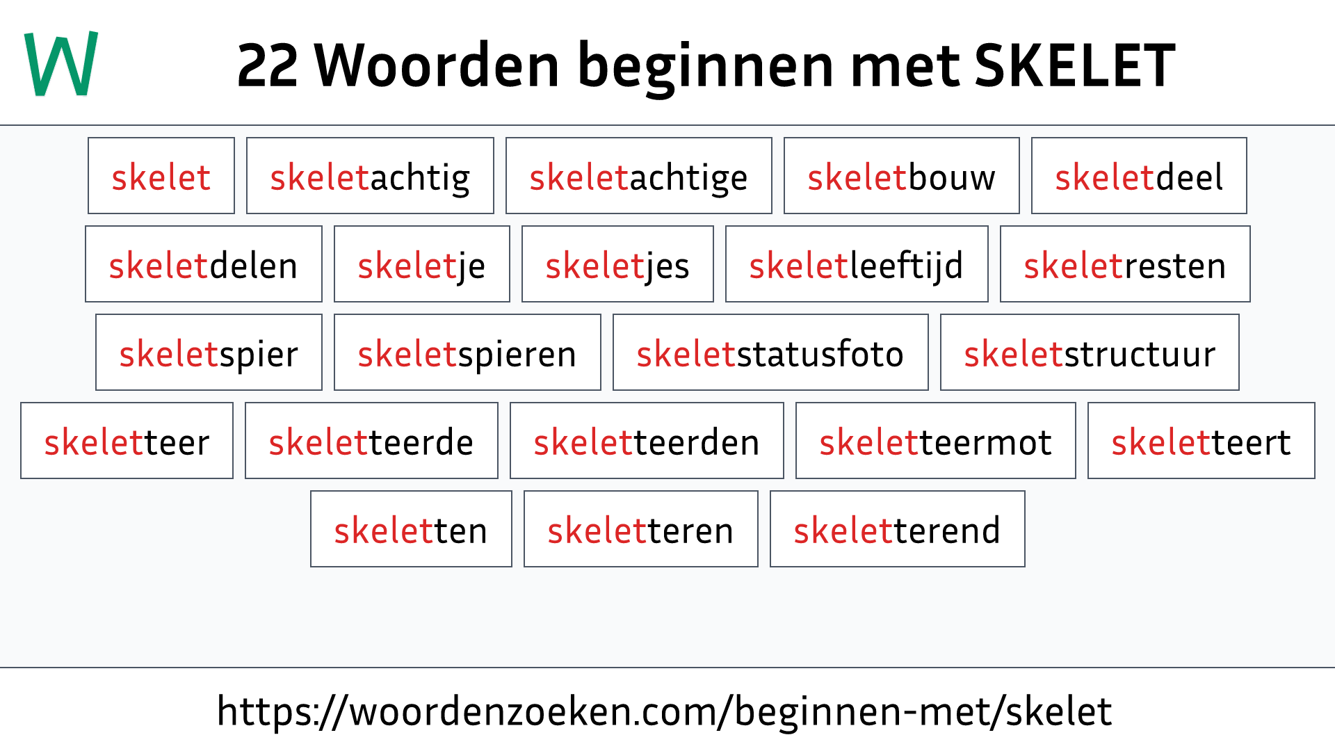 Woorden beginnen met SKELET