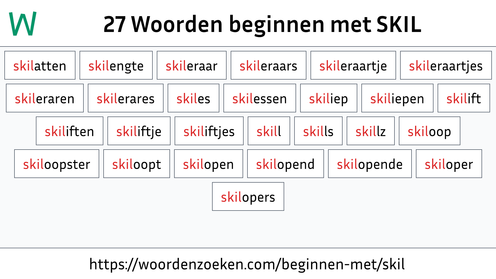 Woorden beginnen met SKIL