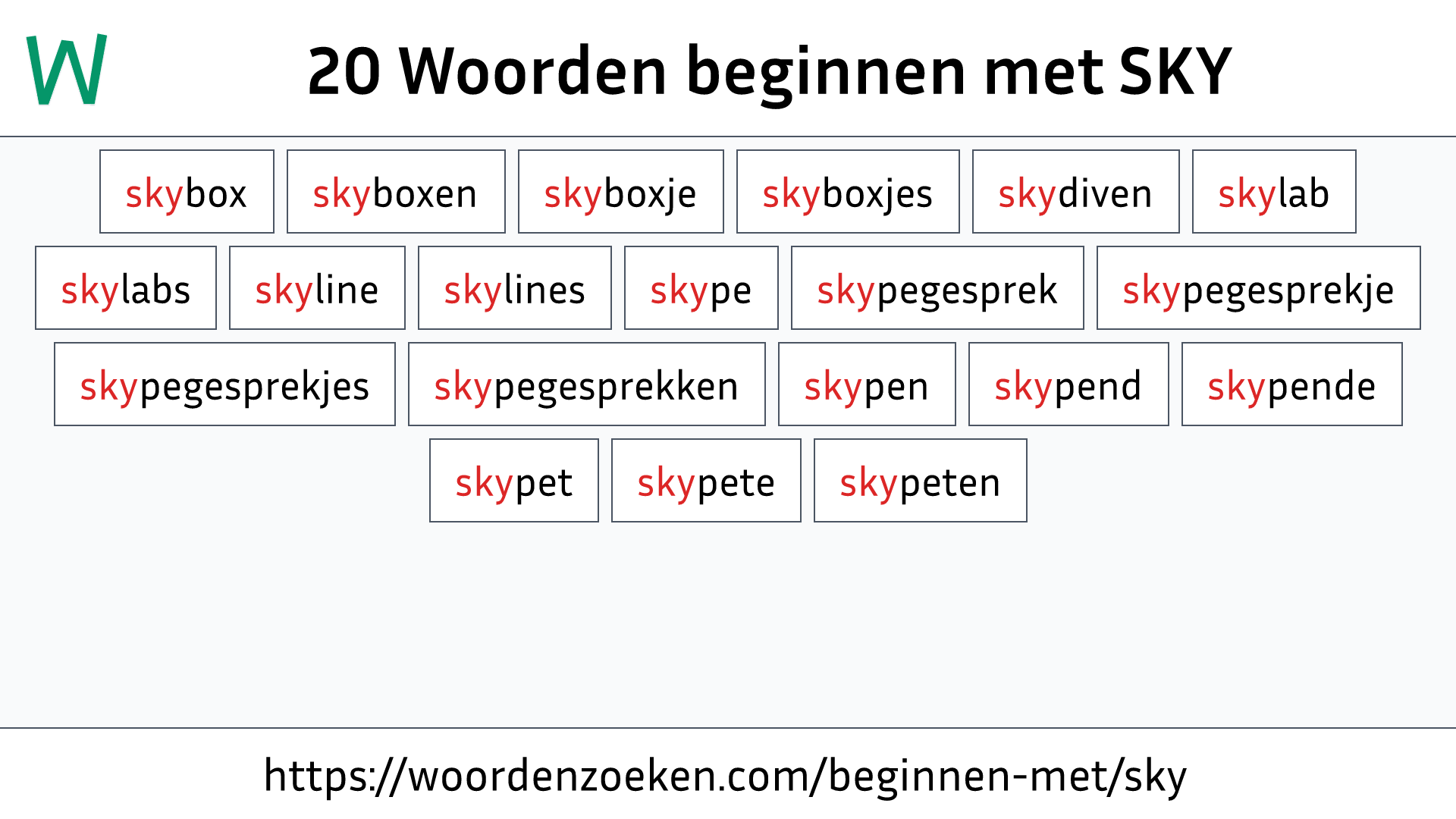 Woorden beginnen met SKY