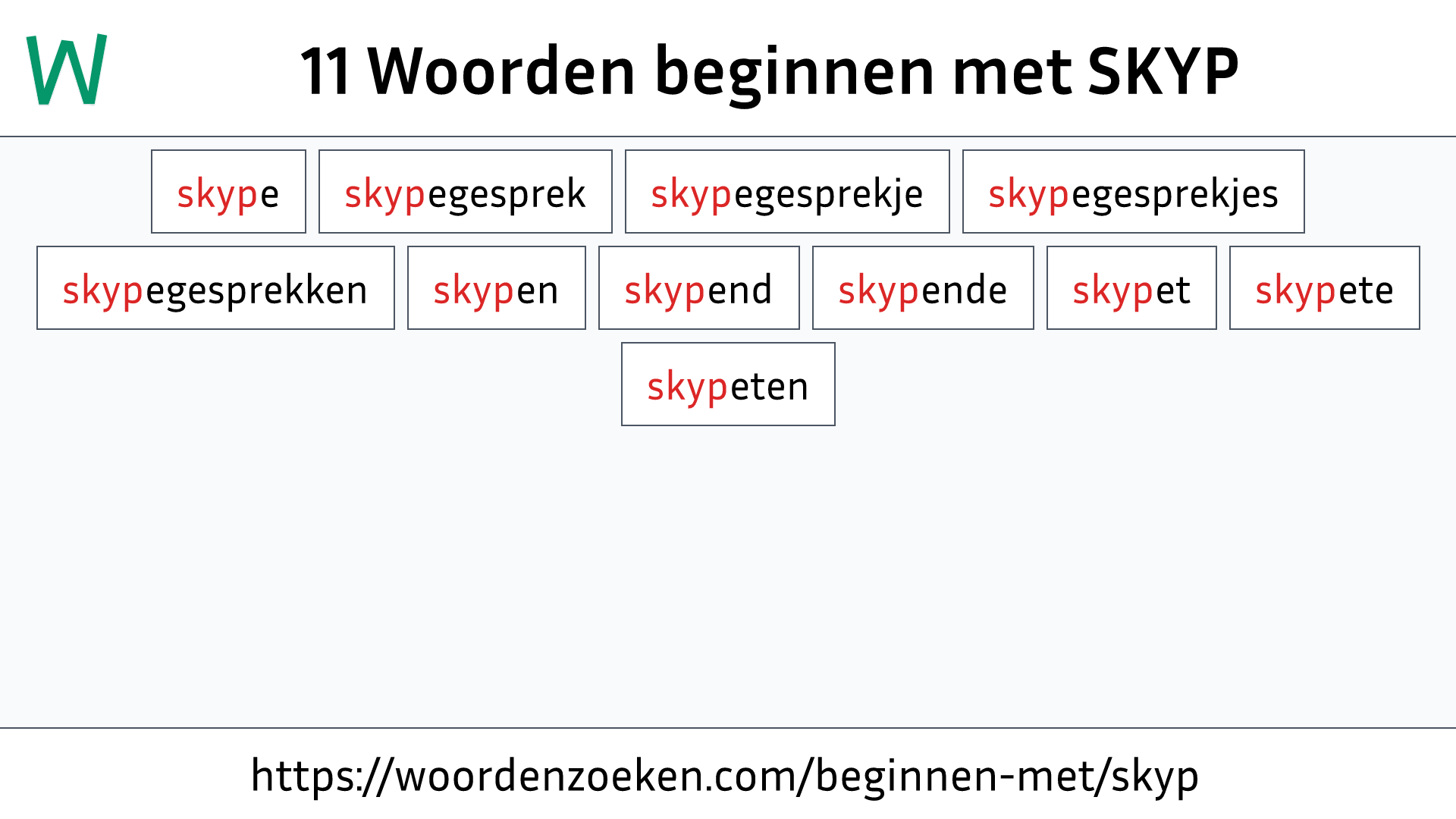 Woorden beginnen met SKYP