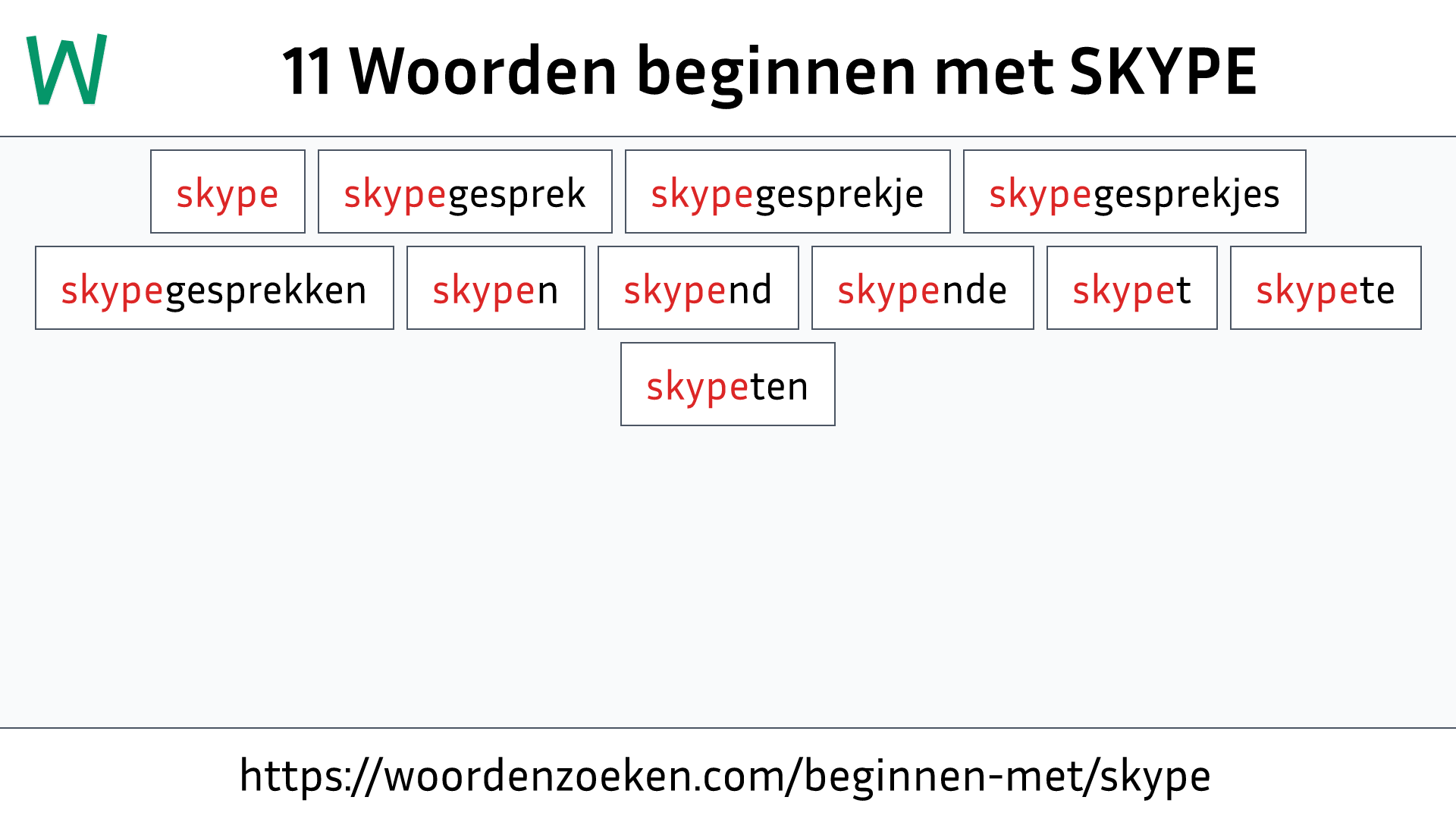 Woorden beginnen met SKYPE