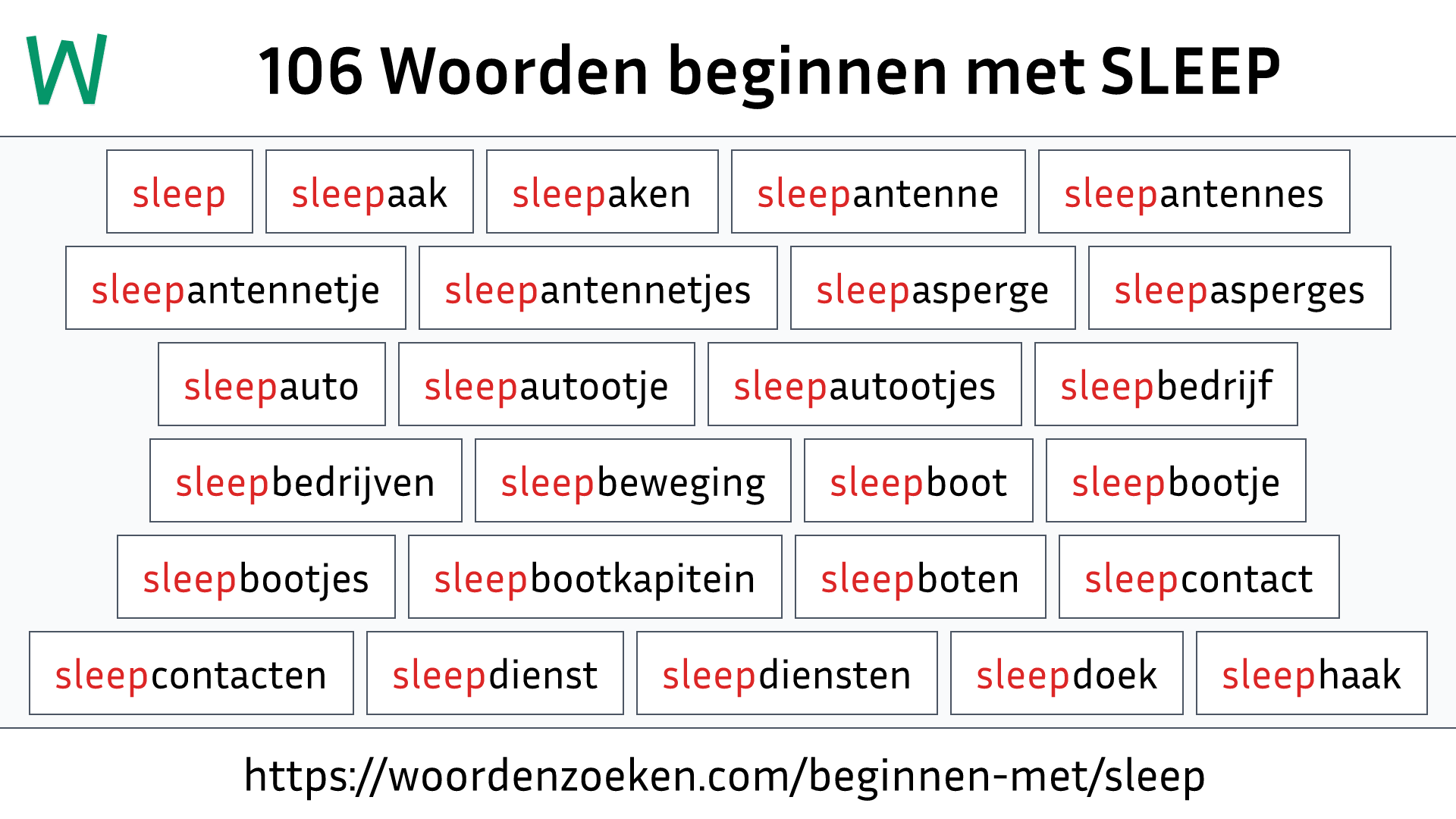 Woorden beginnen met SLEEP