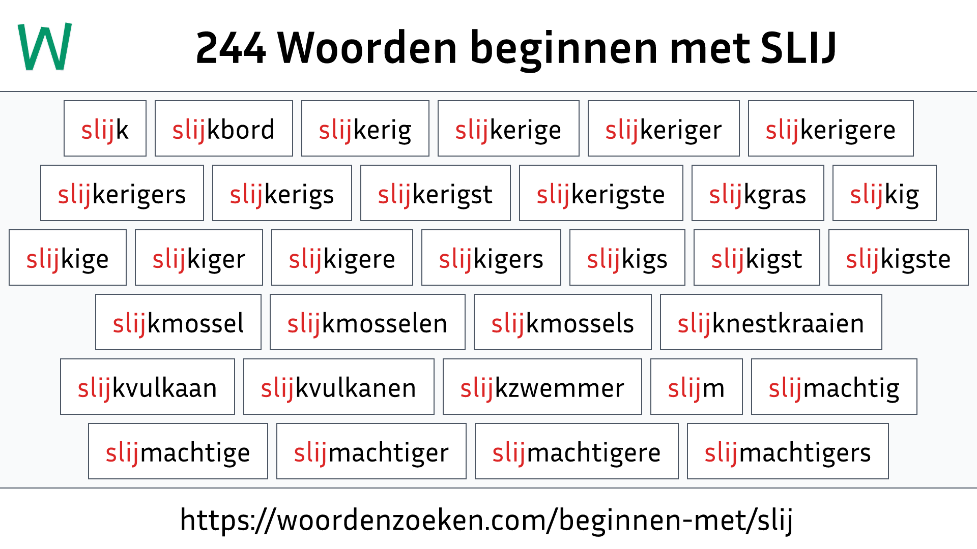 Woorden beginnen met SLIJ