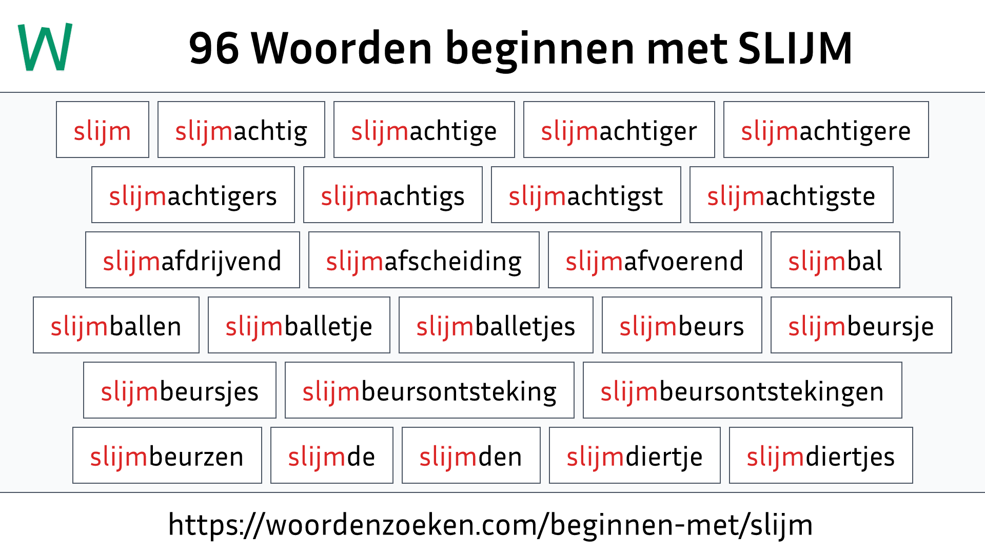 Woorden beginnen met SLIJM