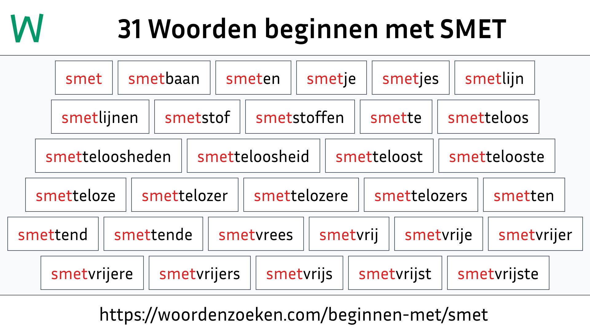 Woorden beginnen met SMET