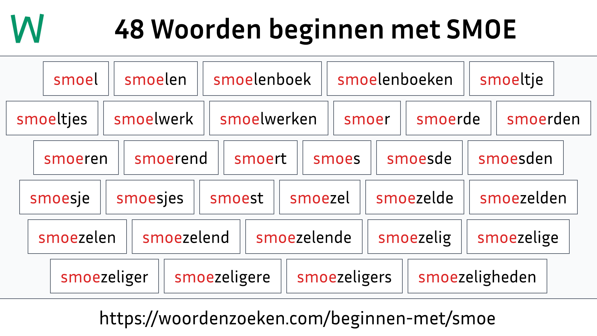 Woorden beginnen met SMOE