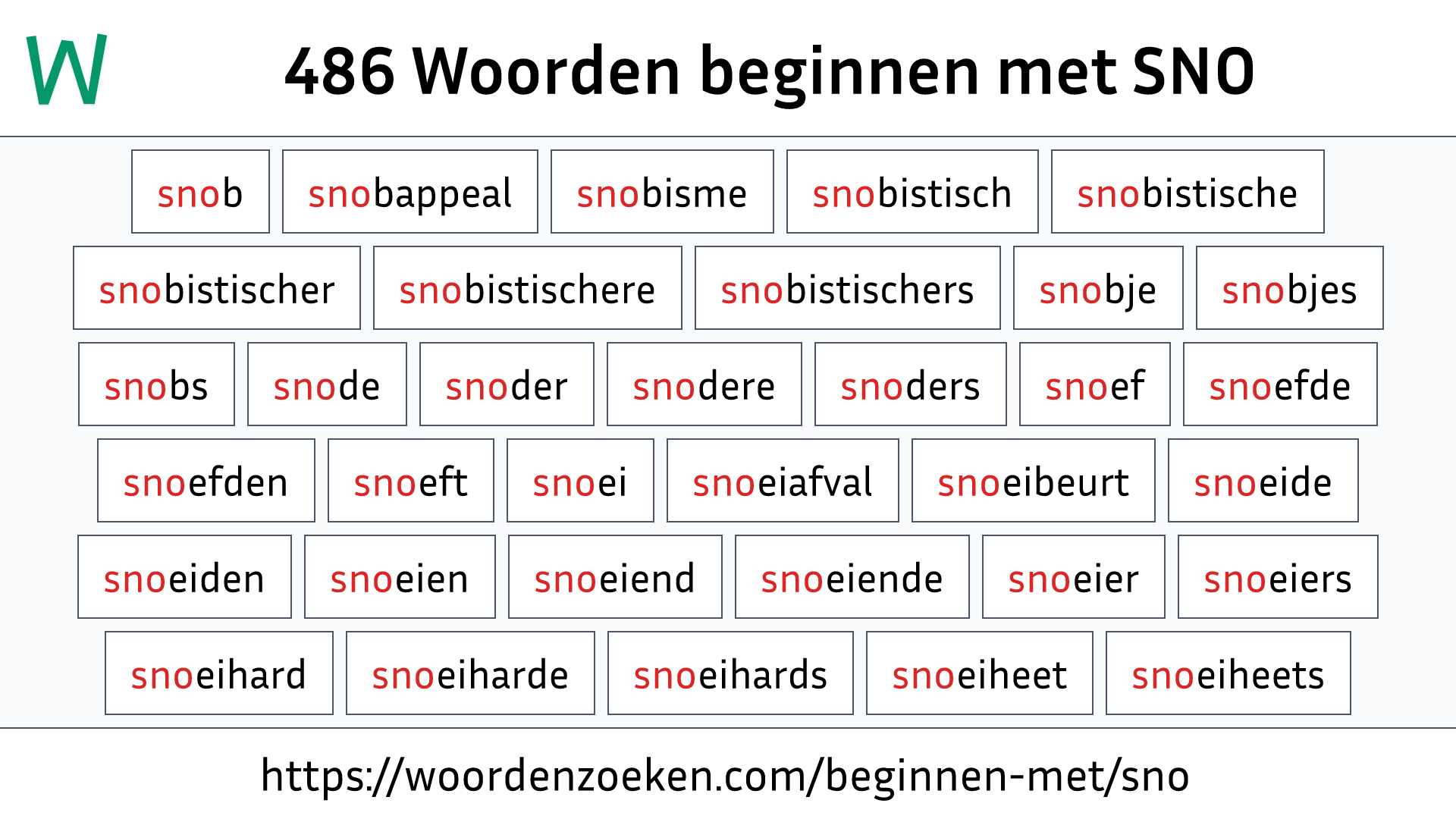 Woorden beginnen met SNO