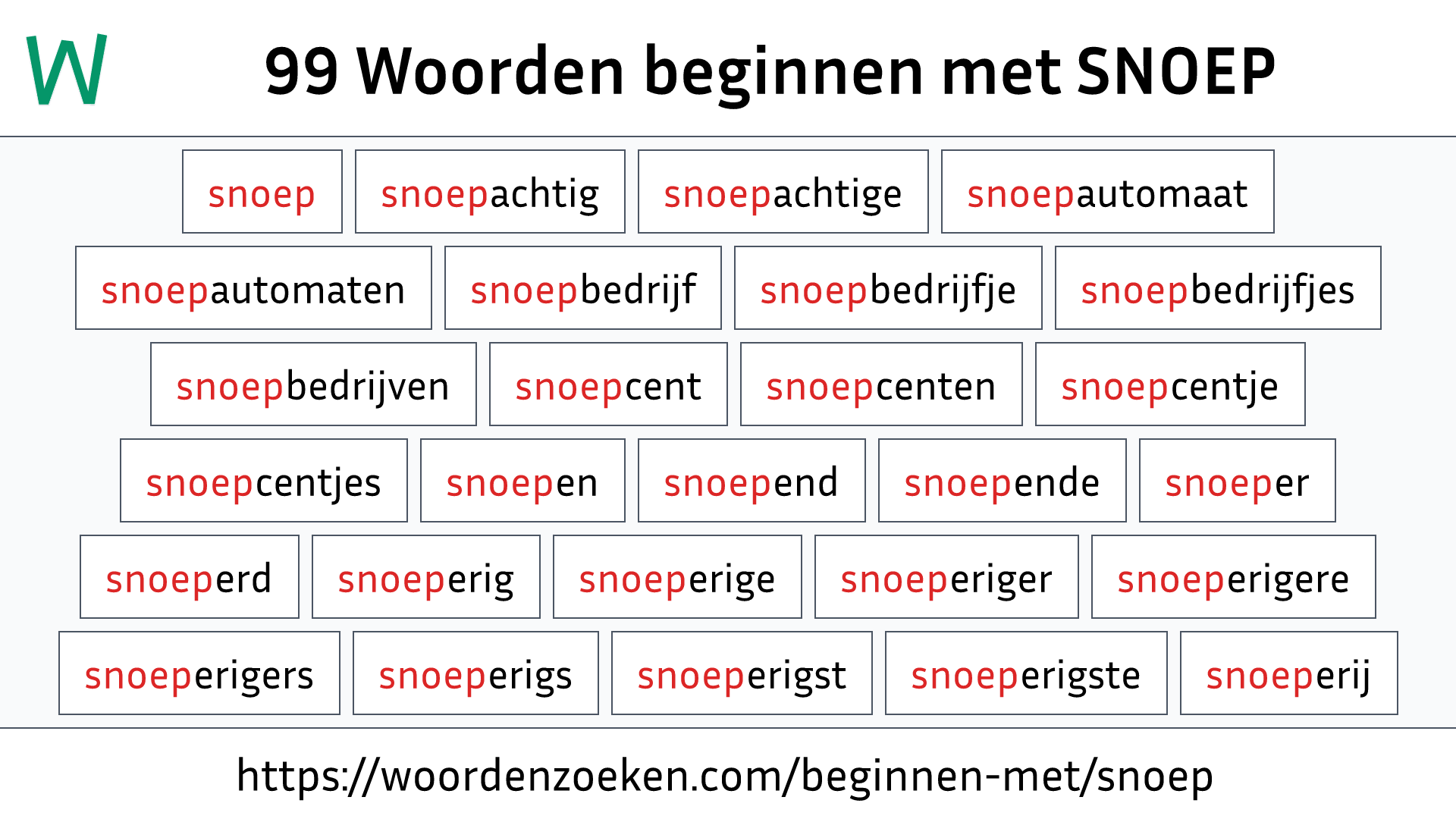 Woorden beginnen met SNOEP