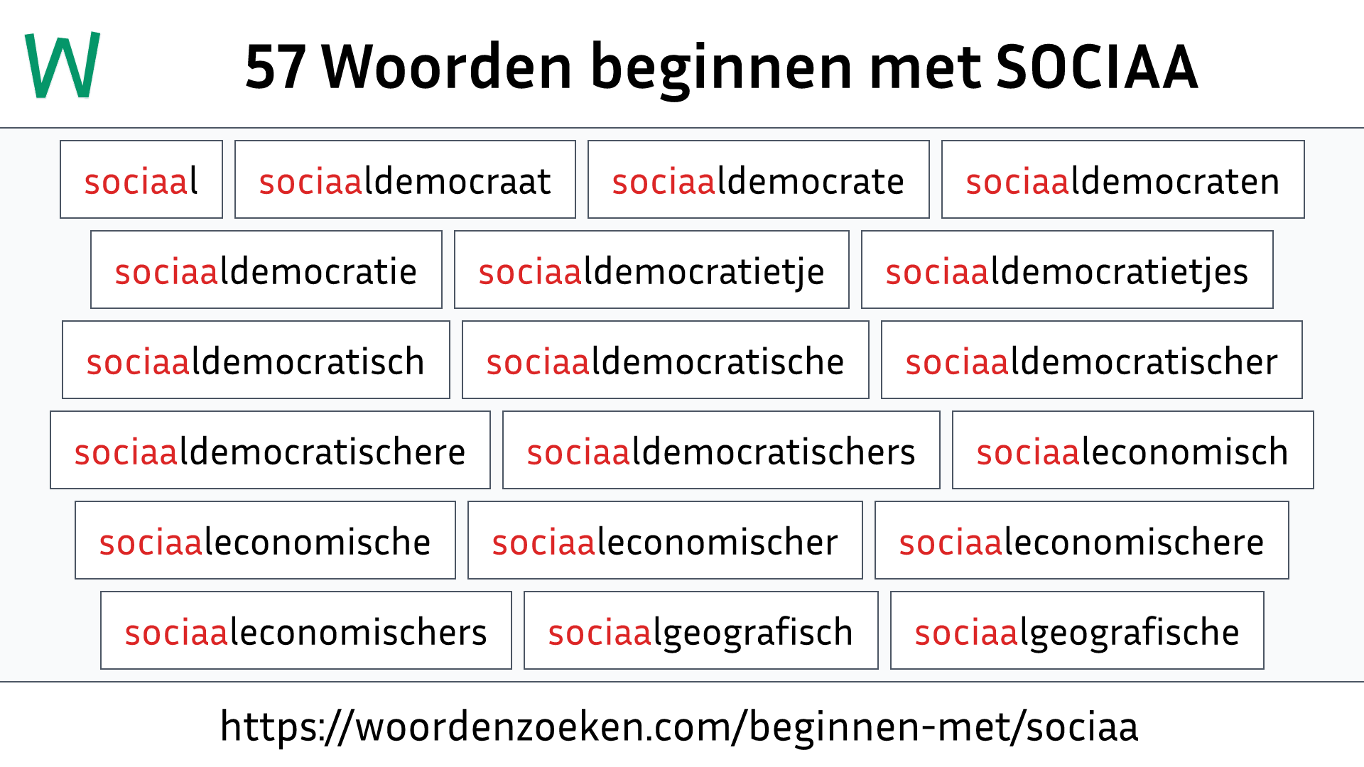 Woorden beginnen met SOCIAA