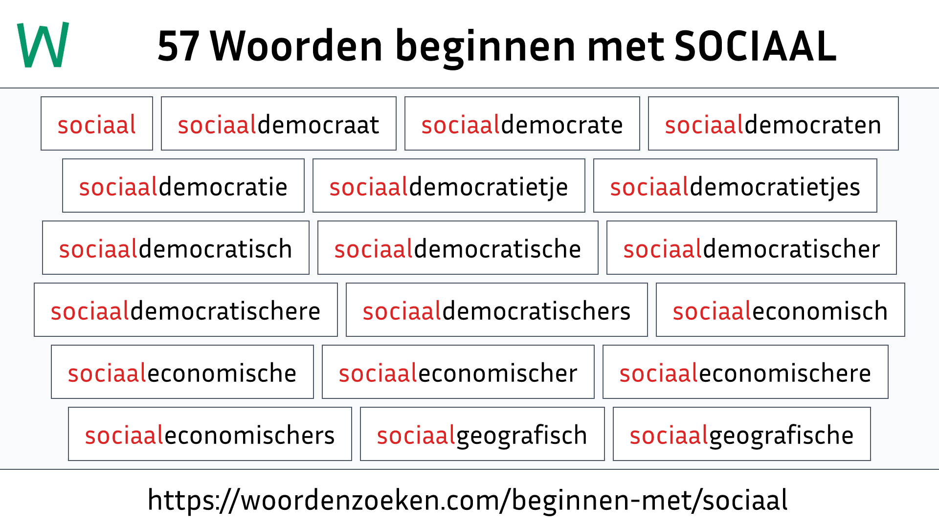 Woorden beginnen met SOCIAAL