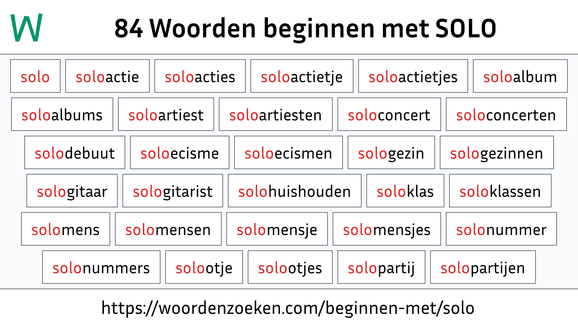 Woorden beginnen met SOLO