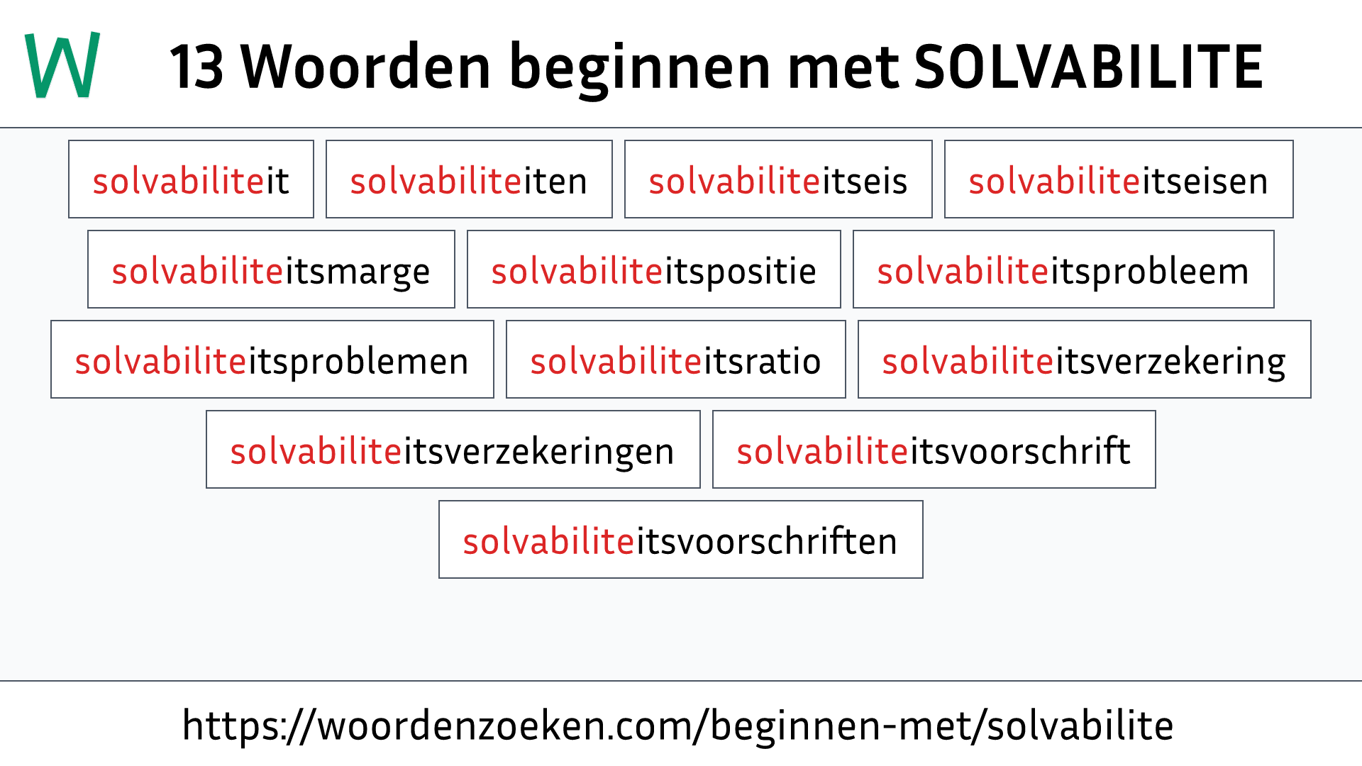 Woorden beginnen met SOLVABILITE