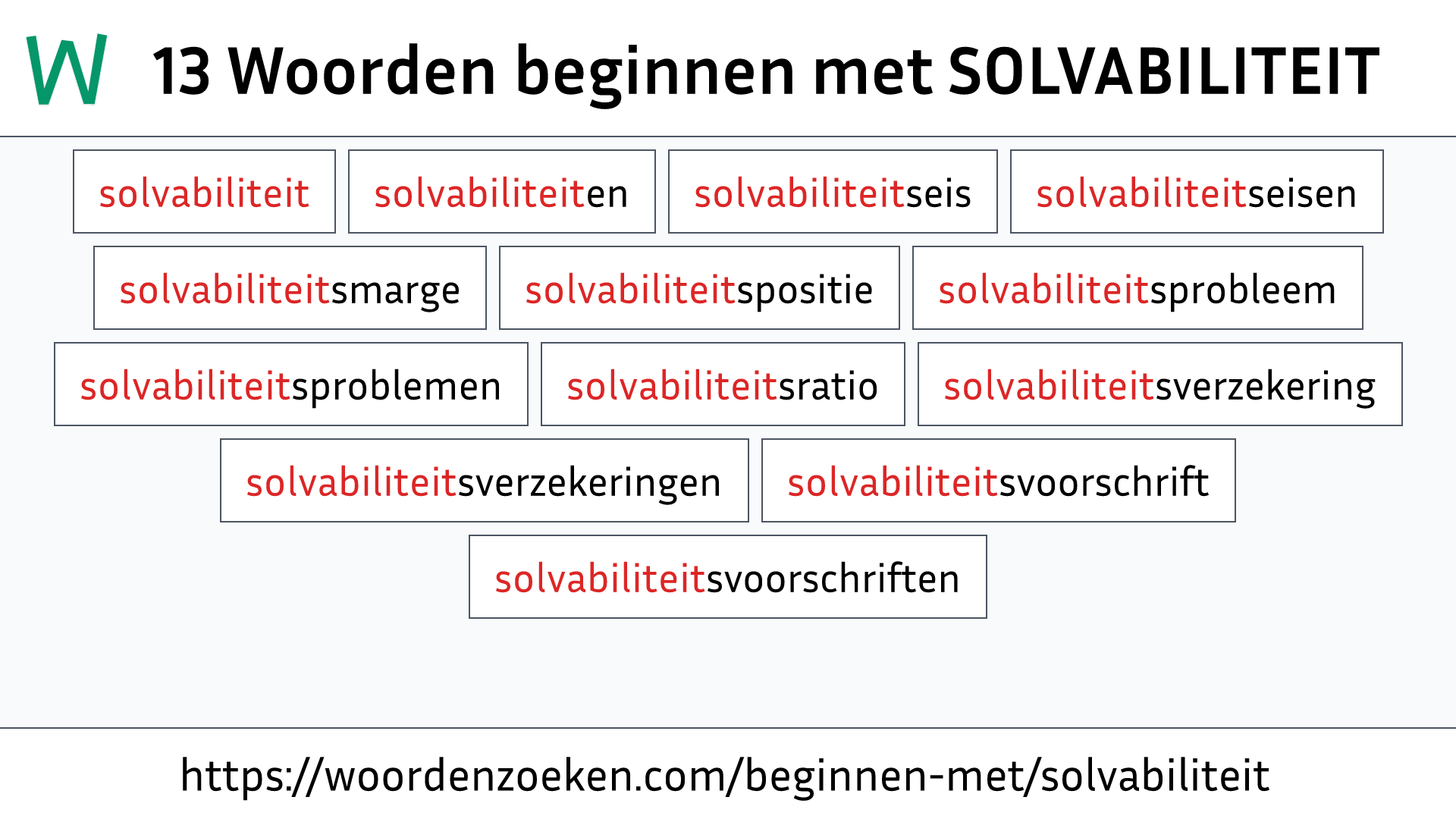 Woorden beginnen met SOLVABILITEIT