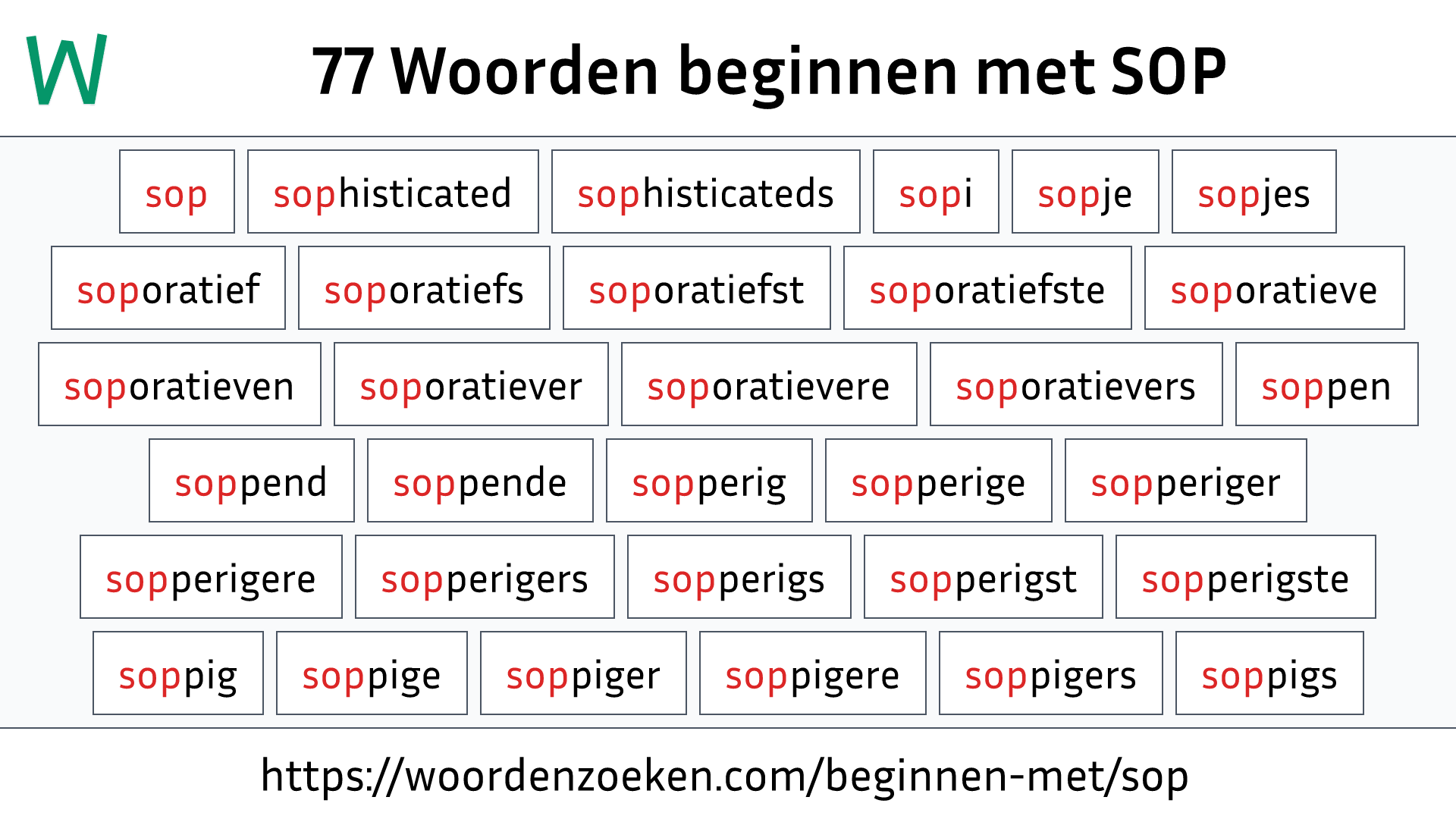 Woorden beginnen met SOP